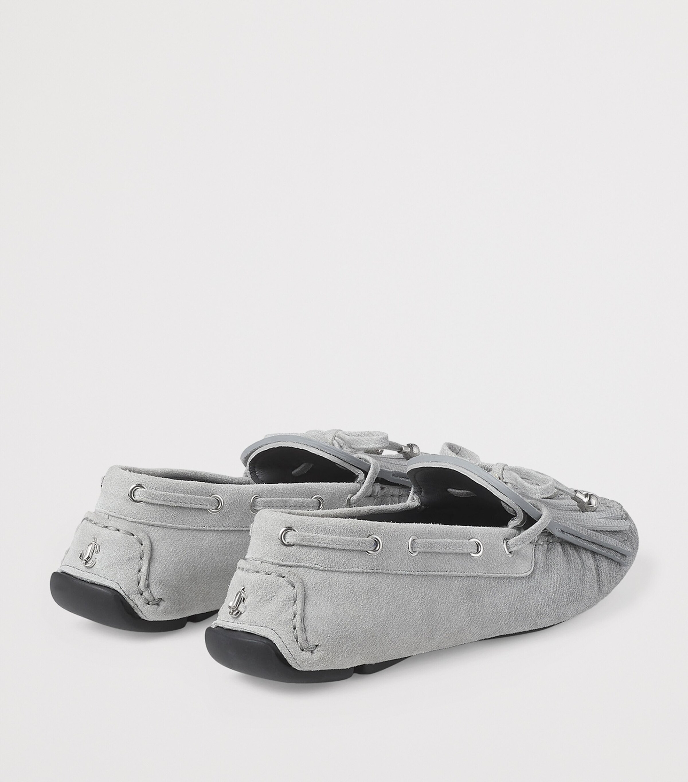 Jimmy Choo Womens Manon Flat Suede Loafers Dove/silver Image 5