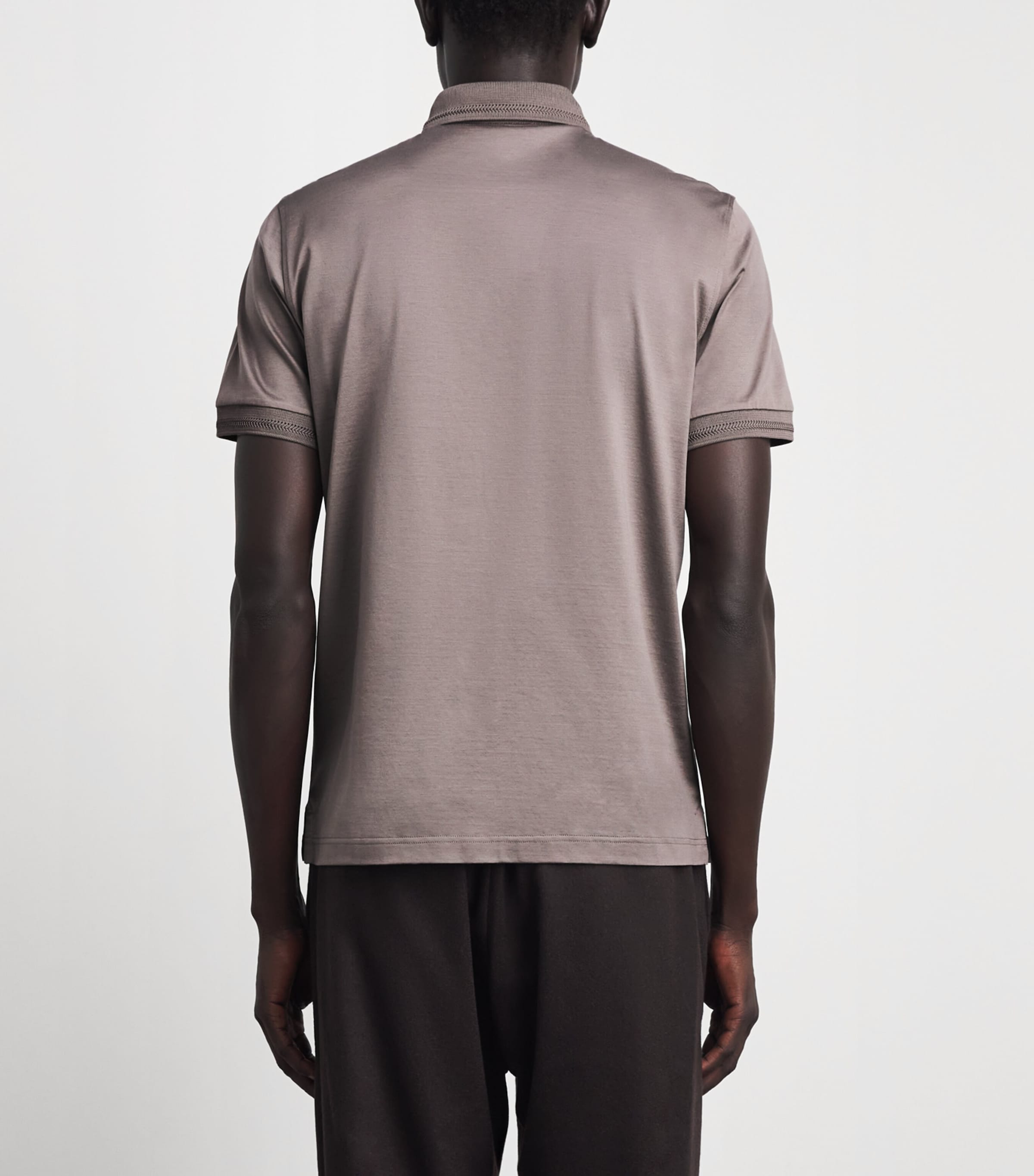 Corneliani Mens Cotton Jersey Polo Shirt Natural / Beige Image 5