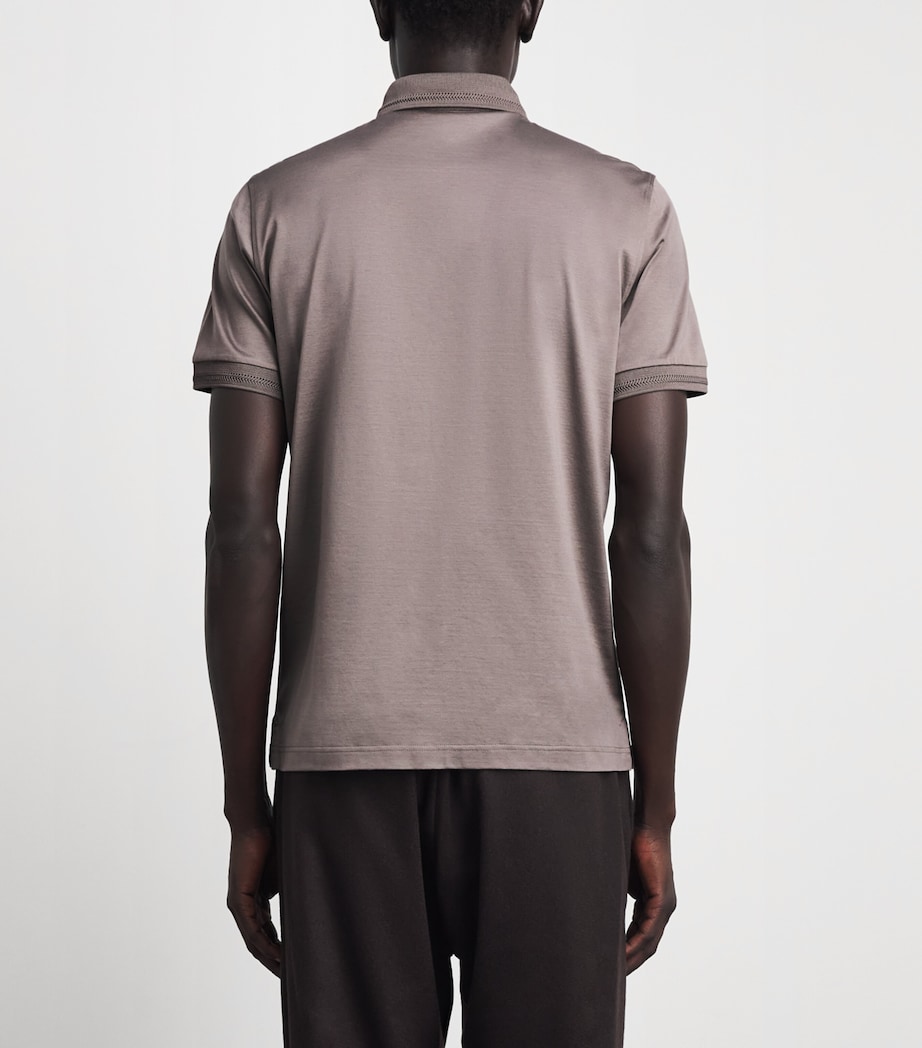 Corneliani Mens Cotton Jersey Polo Shirt Natural / Beige Image 5