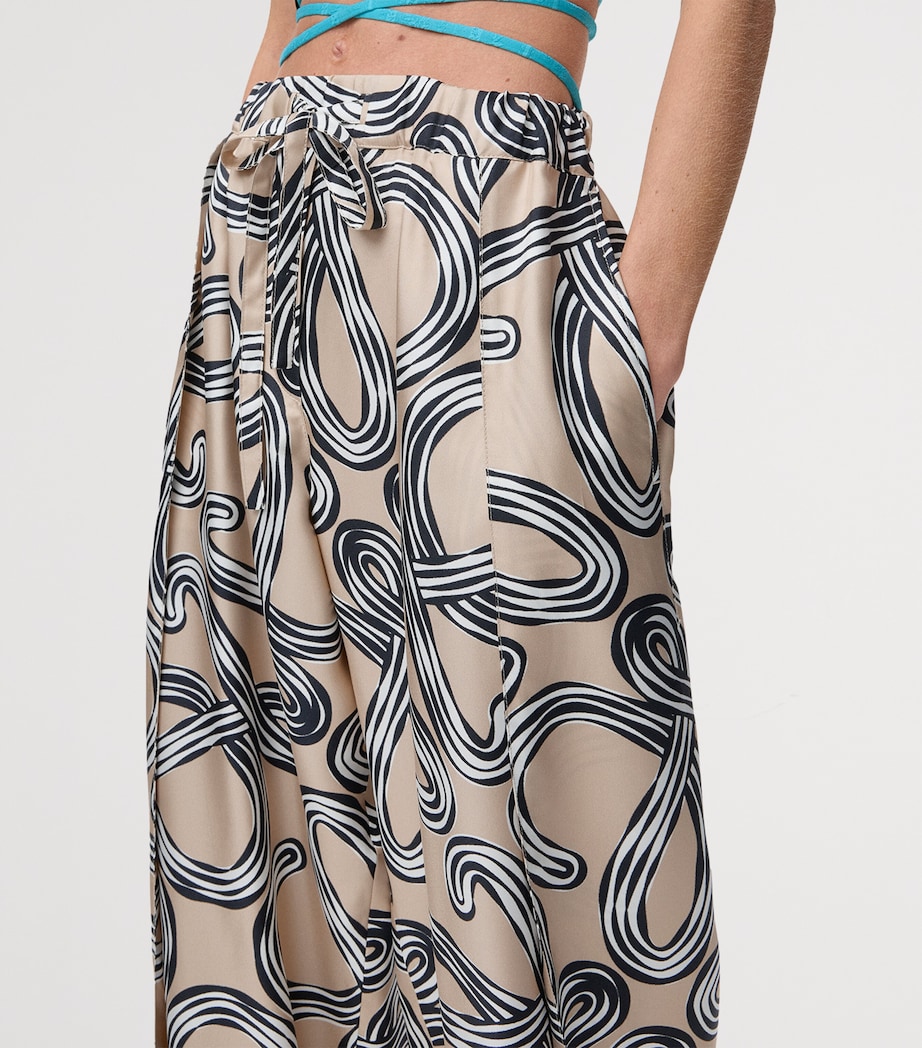 LOEWE Womens x Paula’s Ibiza Silk Drawstring Trousers Beige/black Image 5