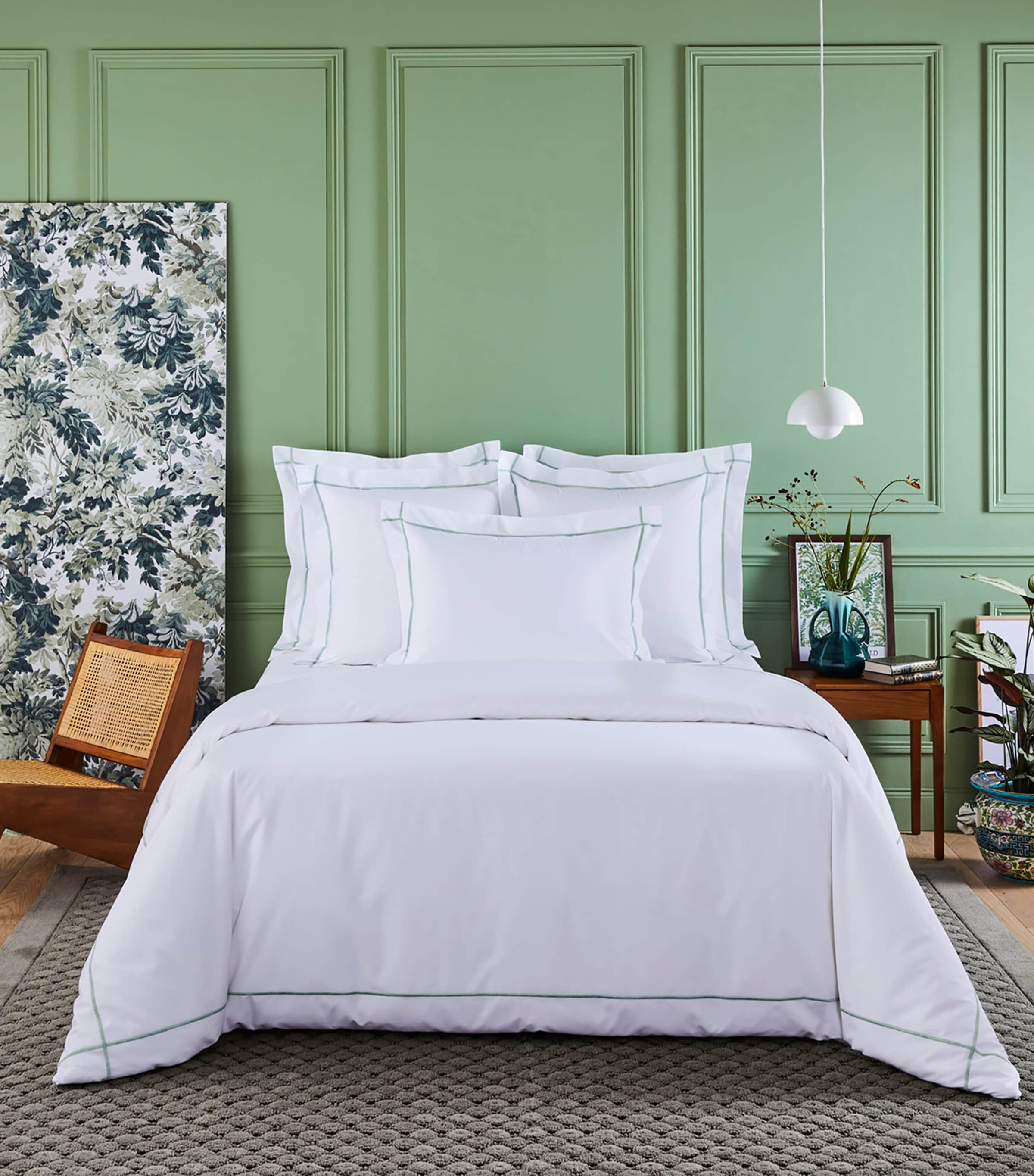 Yves Delorme Cotton Athena Oxford Pillowcase In Green