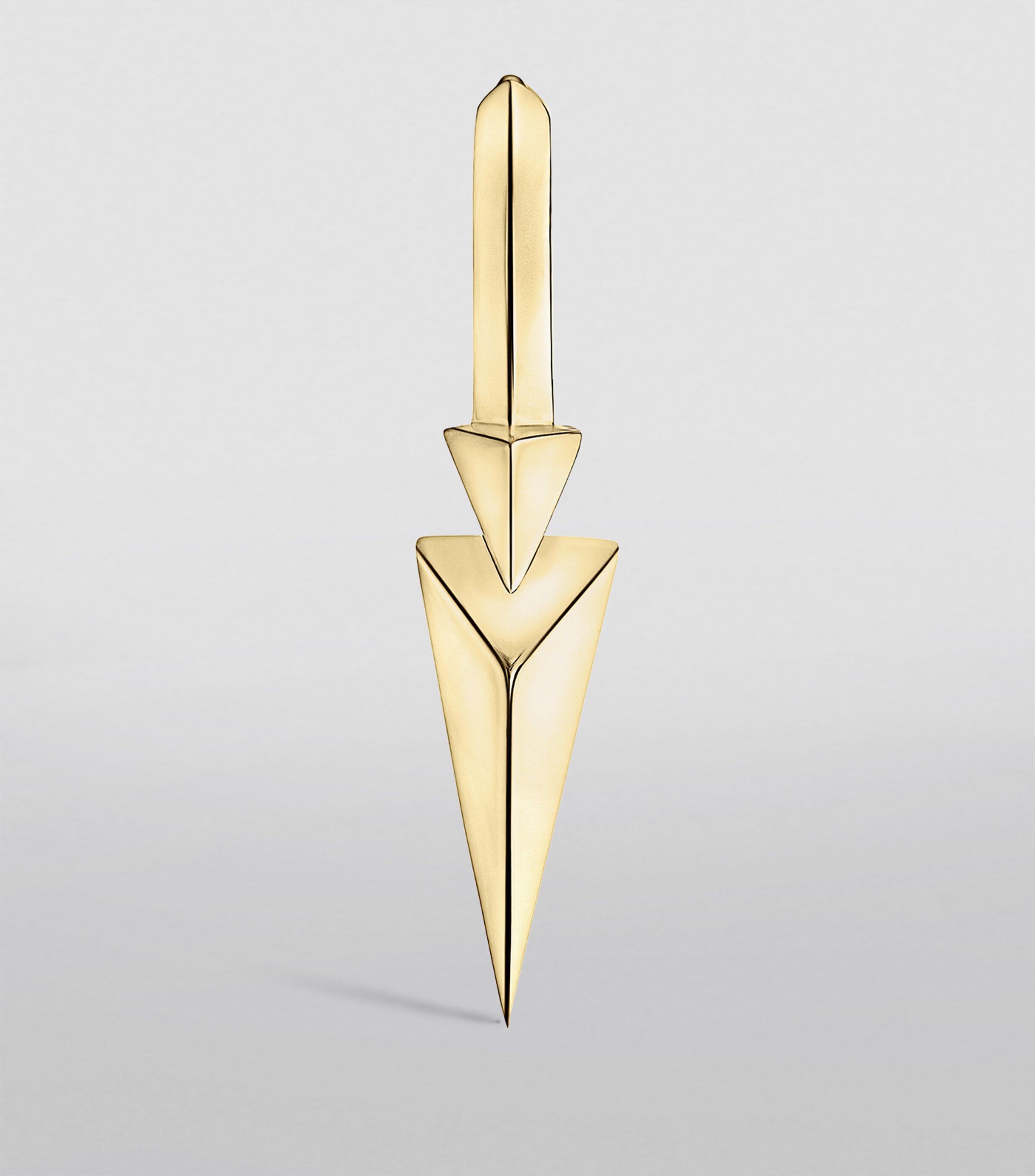 Yellow Gold Faceted Triple Long Spike Hoop Earring (8mm) YELLOW GOLD Image 4