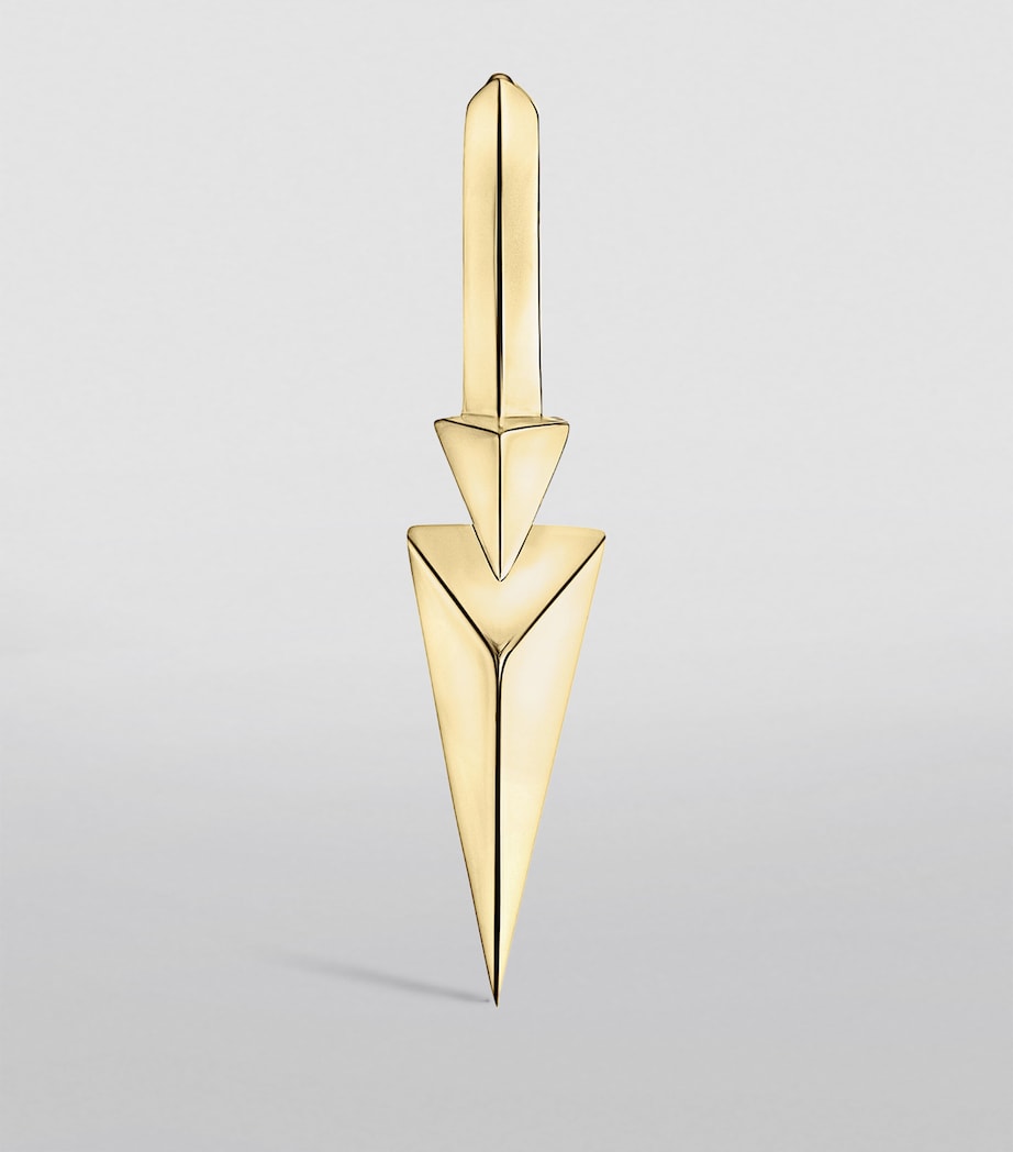 Yellow Gold Faceted Triple Long Spike Hoop Earring (8mm) YELLOW GOLD Image 4