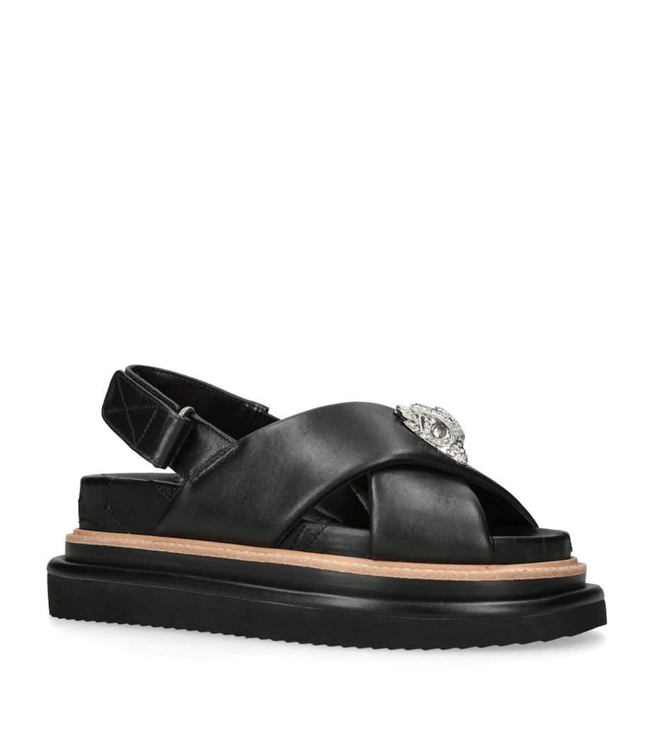 Leather Orson Cross-Strap Sandals BLACK Image 1