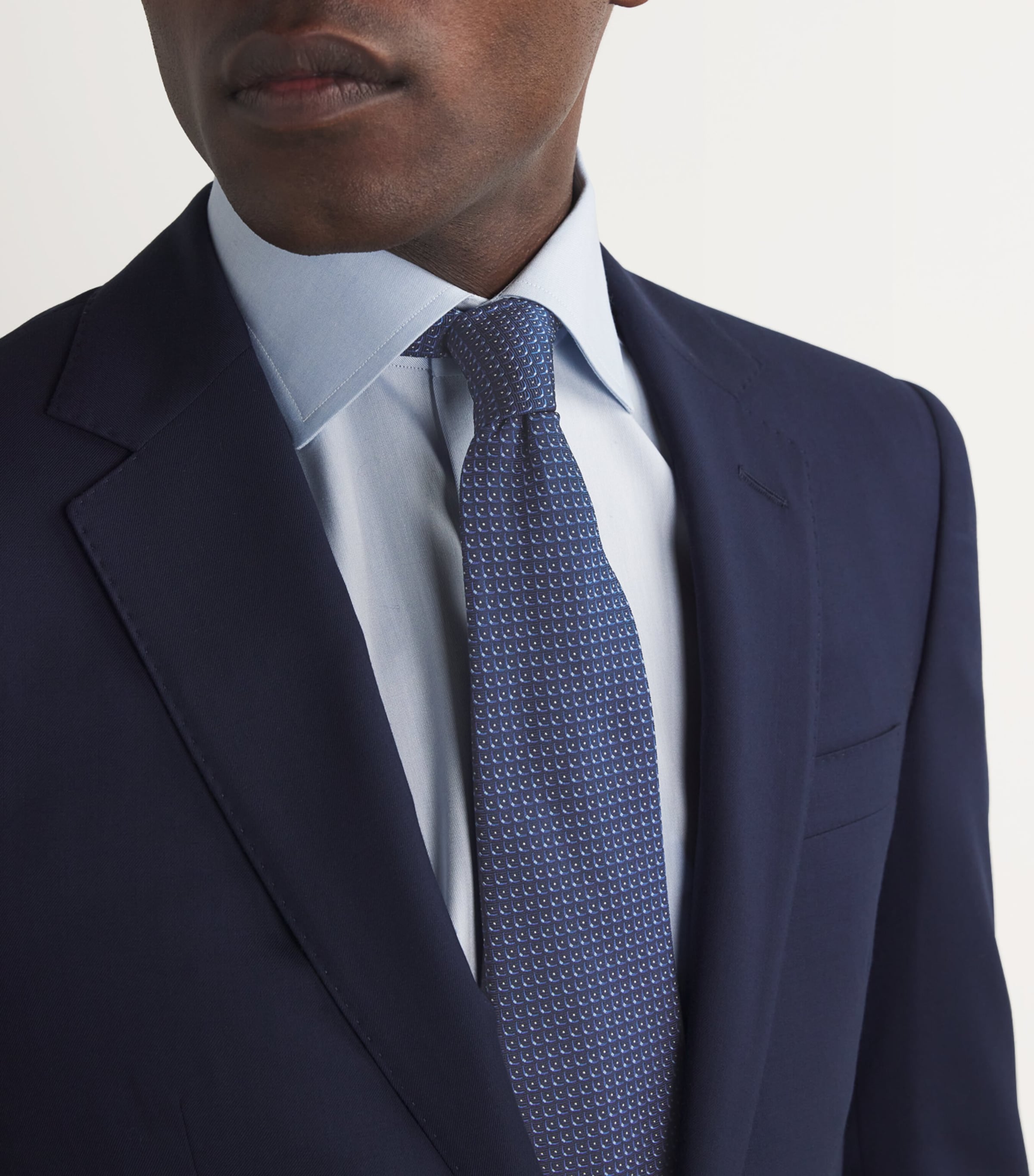 Silk Patterned Tie 001 NAVY BLUE Image 3