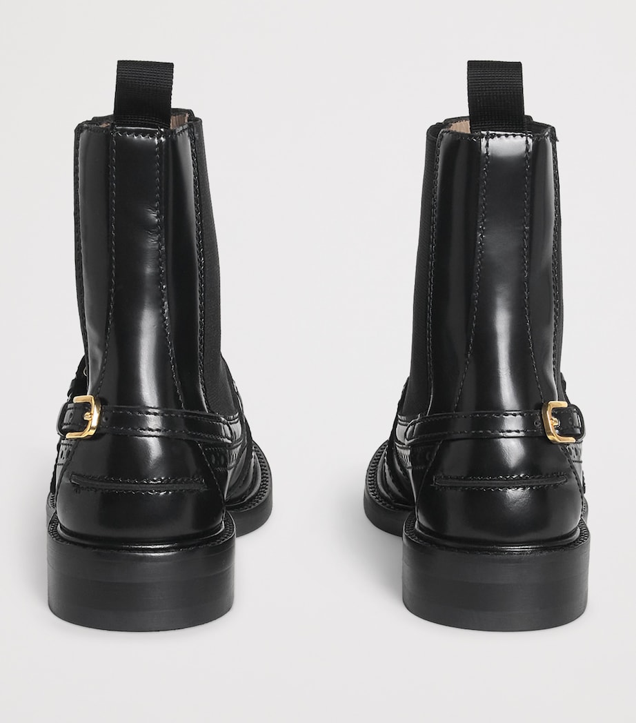Leather Buckled Chelsea Boots BLACK Image 3