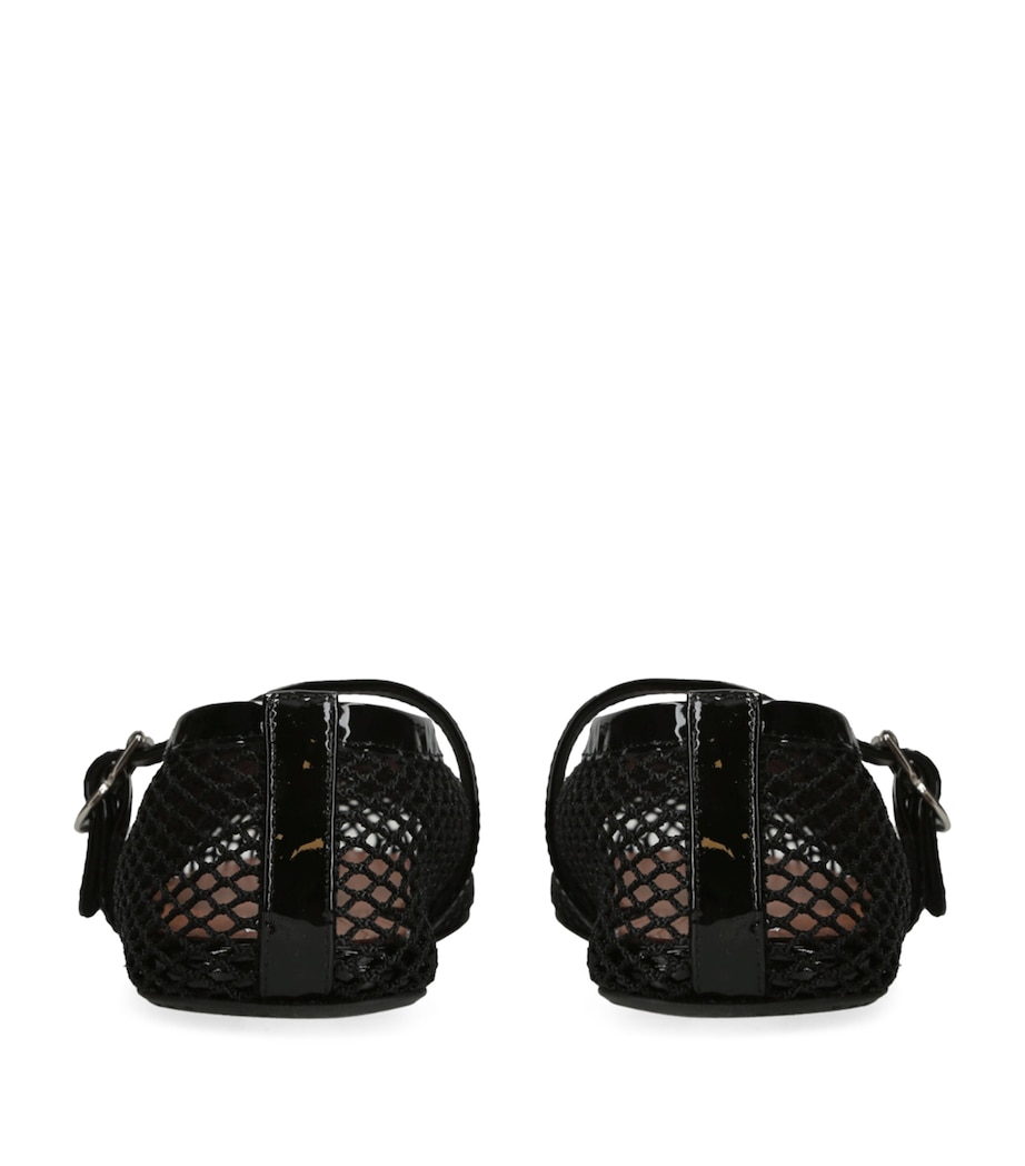 Leather Mesh Ballet Flats BLACK Image 2