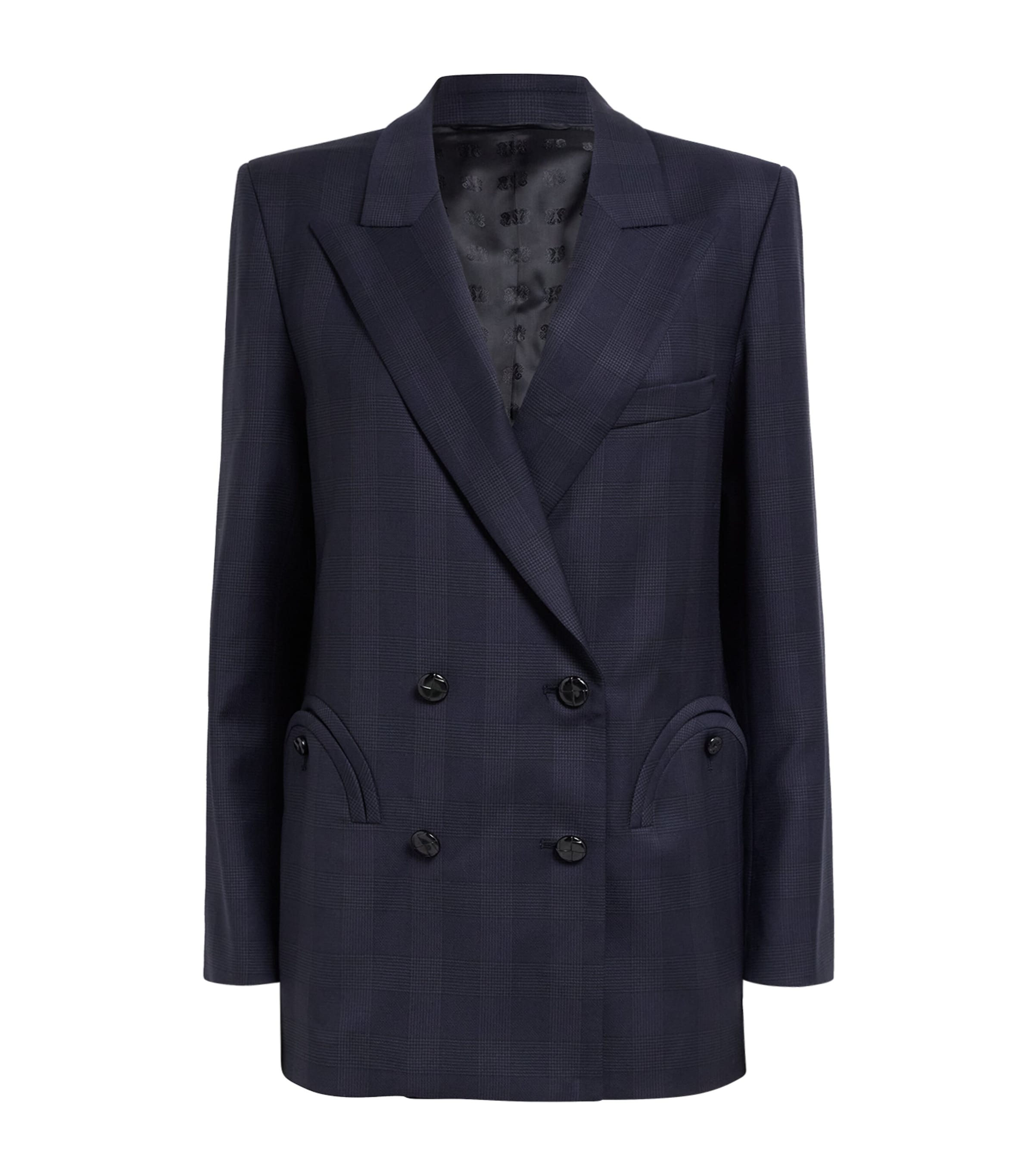 Blazé Milano Womens Virgin Wool Aramis Everynight Double-Breasted Blazer Navy Image 1