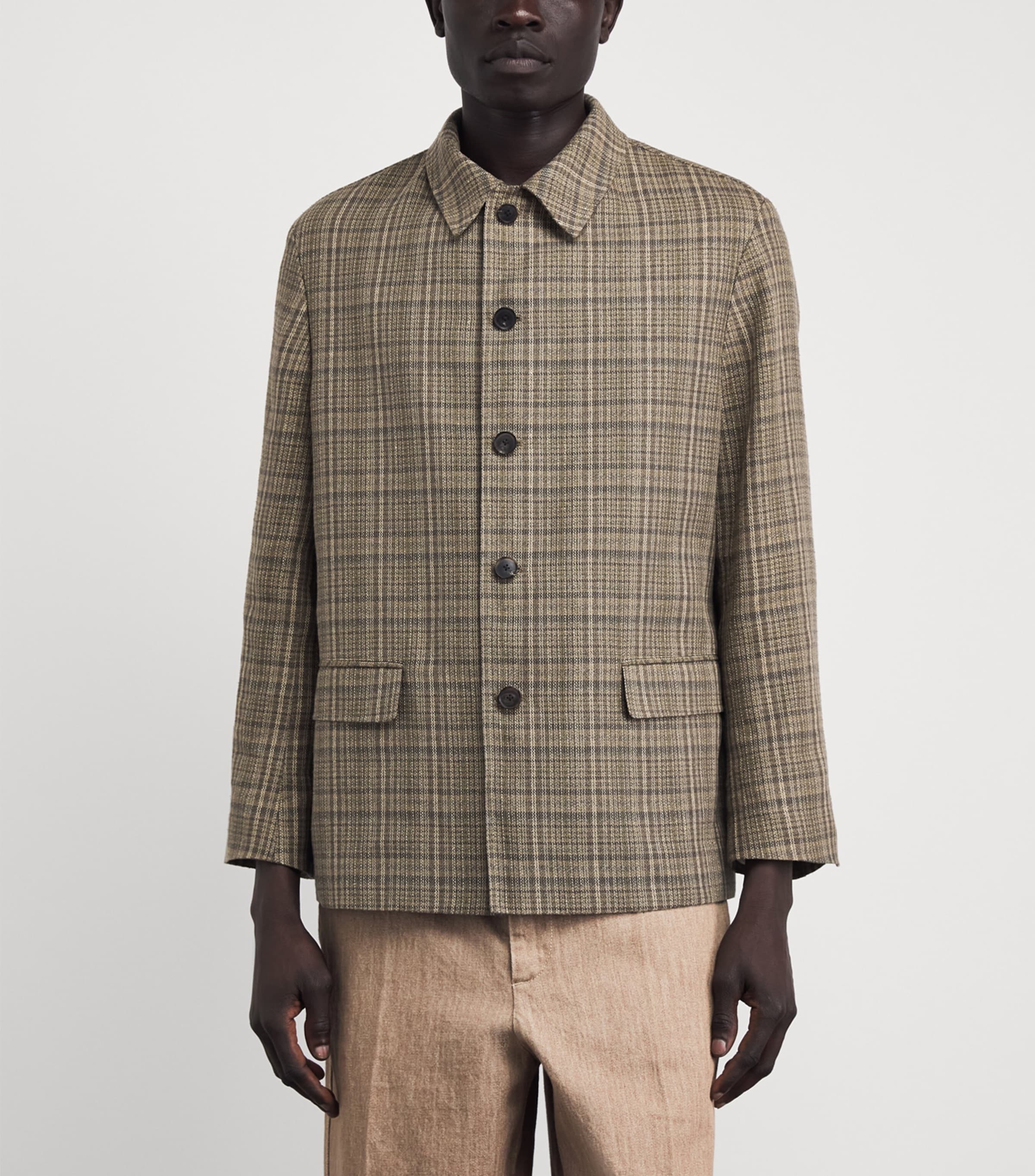 Silk-Linen Check Jacket DARK BROWN CHECK Image 4