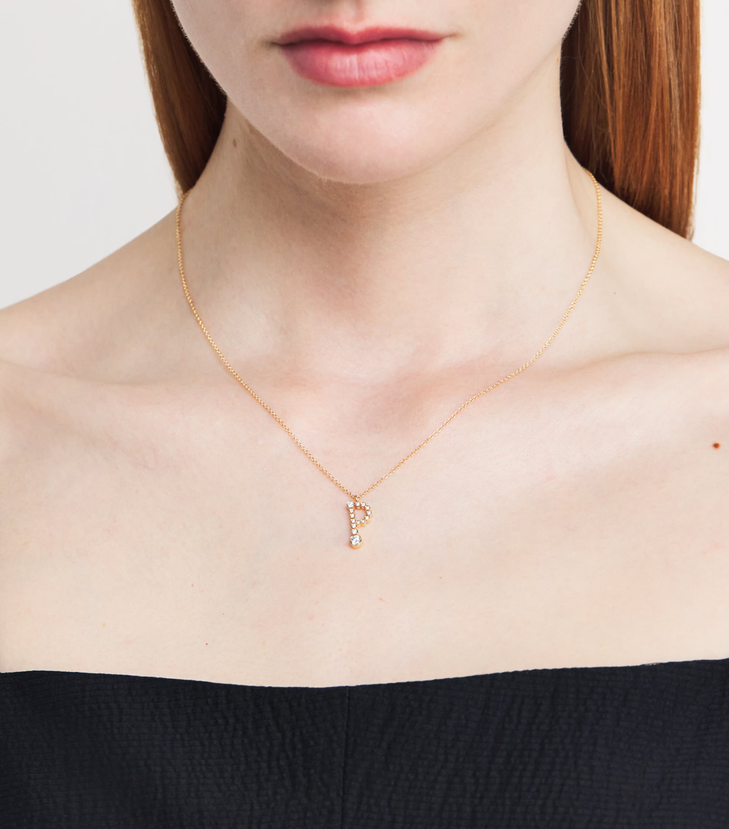 Yellow Gold and Diamond Soprano 'P' Necklace YELLOW GOLD Image 2