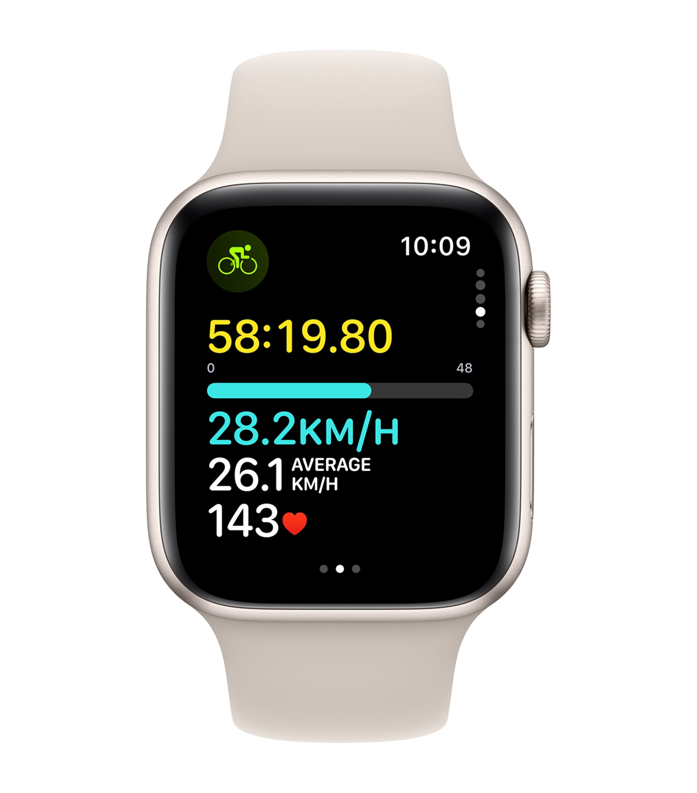 Apple Apple Watch SE 2023 –  Starlight with Starlight Sport Band, 44mm, Medium/Large Starlight Image 3