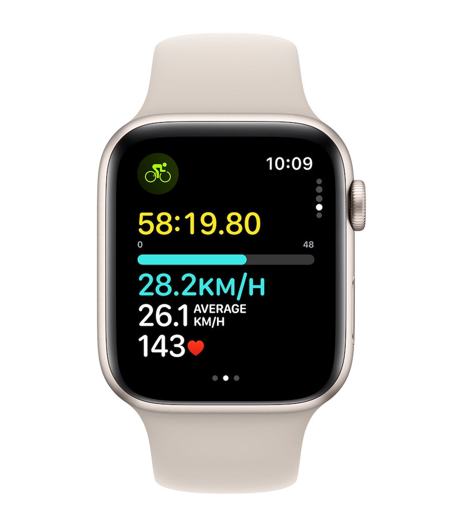 Apple Apple Watch SE 2023 – Starlight with Starlight Sport Band, 44mm, Medium/Large Starlight Image 3