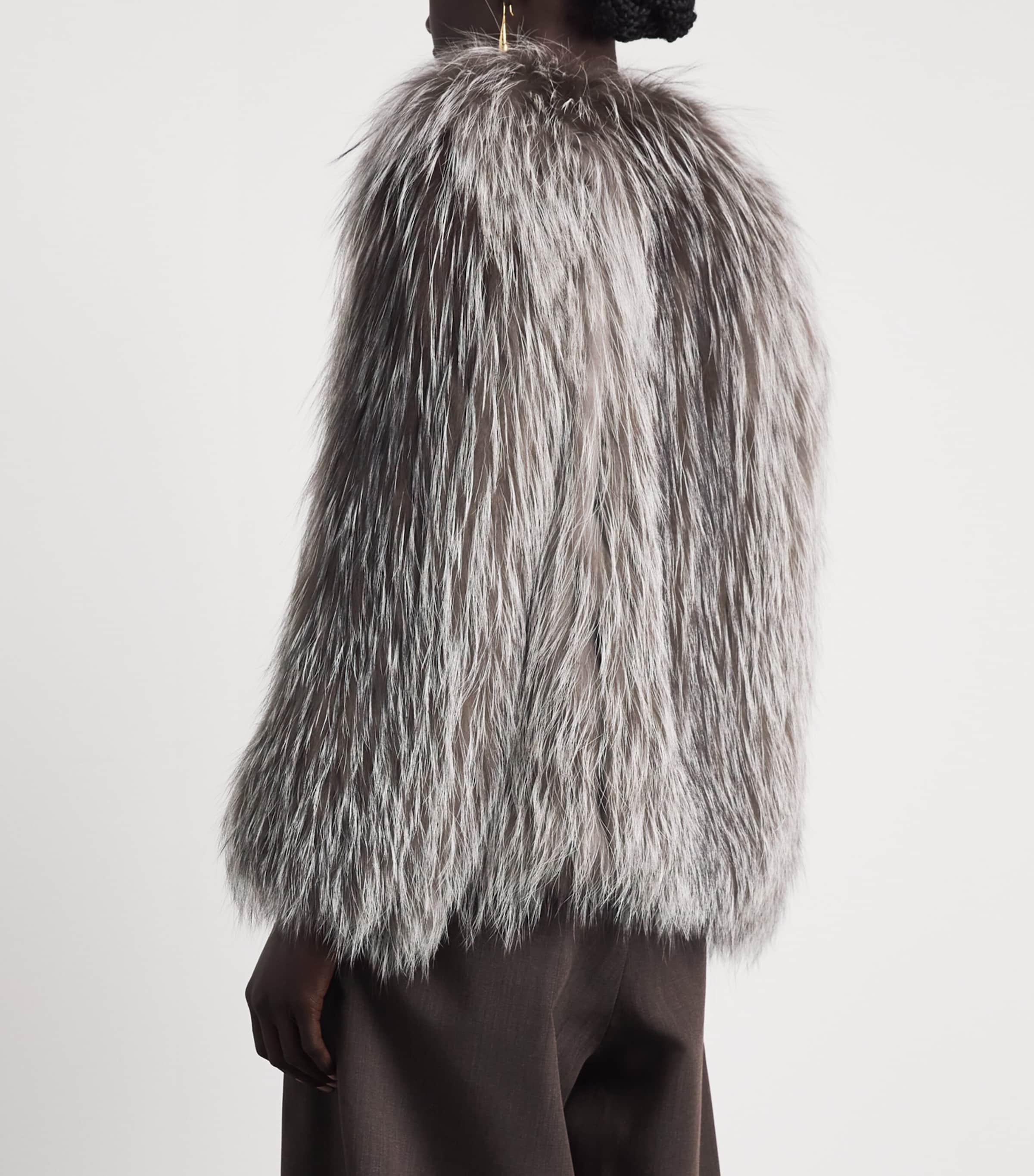 Yves Salomon Womens Fox Fur Coat Silve Image 5