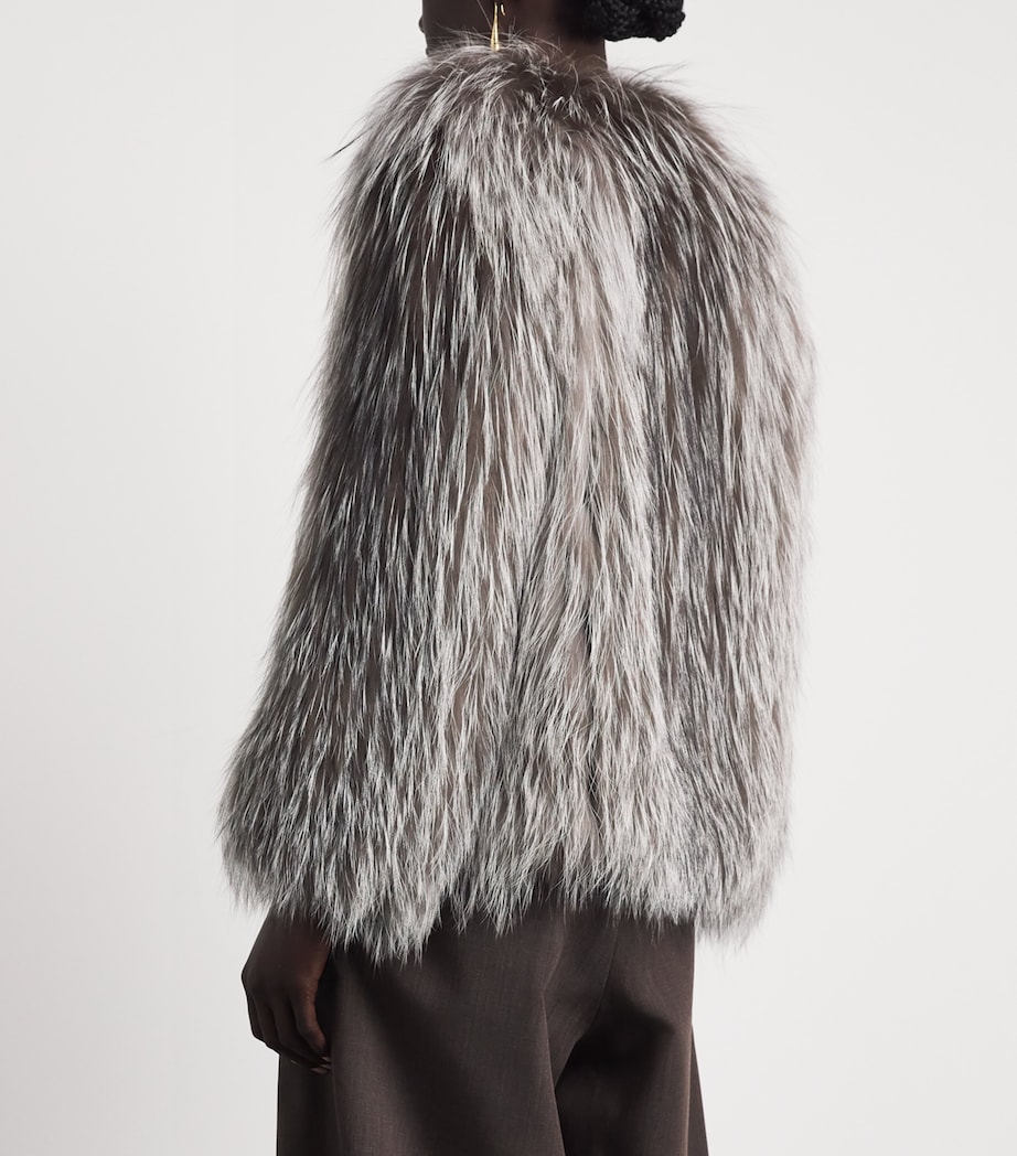 Yves Salomon Womens Fox Fur Coat Silve Image 5