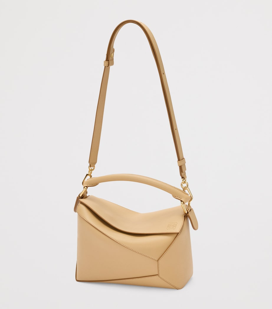 Small Leather Puzzle Edge Top-Handle Bag SILK BEIGE Image 5