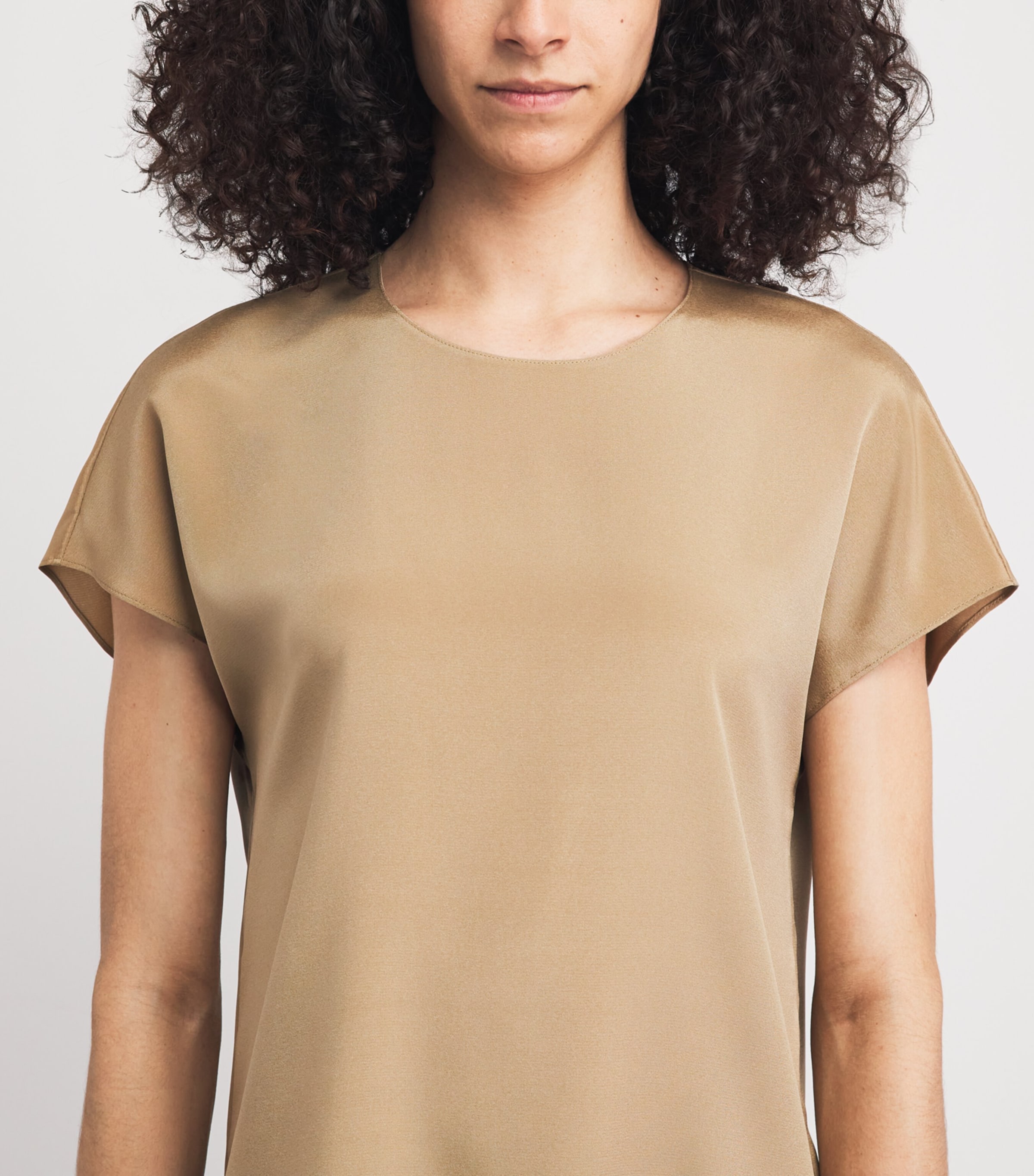 Lafayette 148 Womens Silk-Blend T-Shirt Cadkh Cadet Khaki Image 3