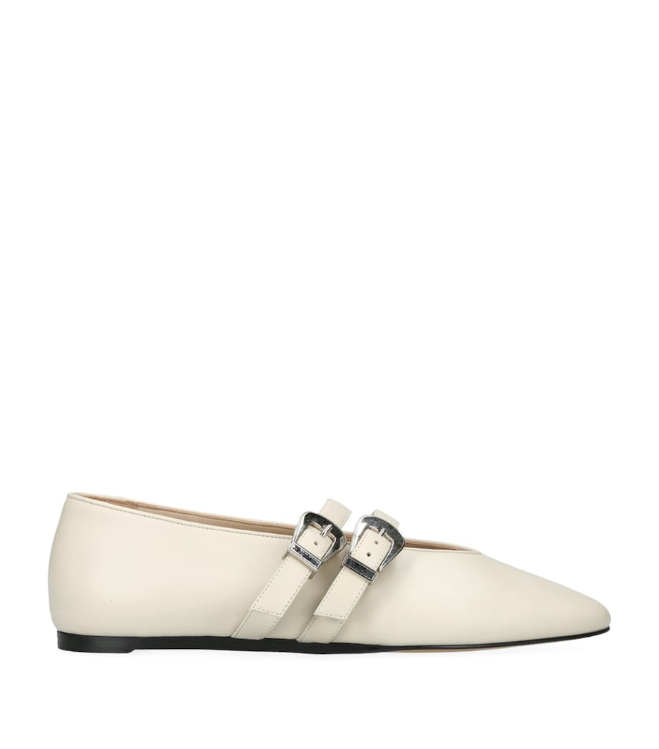 Leather Buckle Claudia Ballet Flats WHITE Image 1