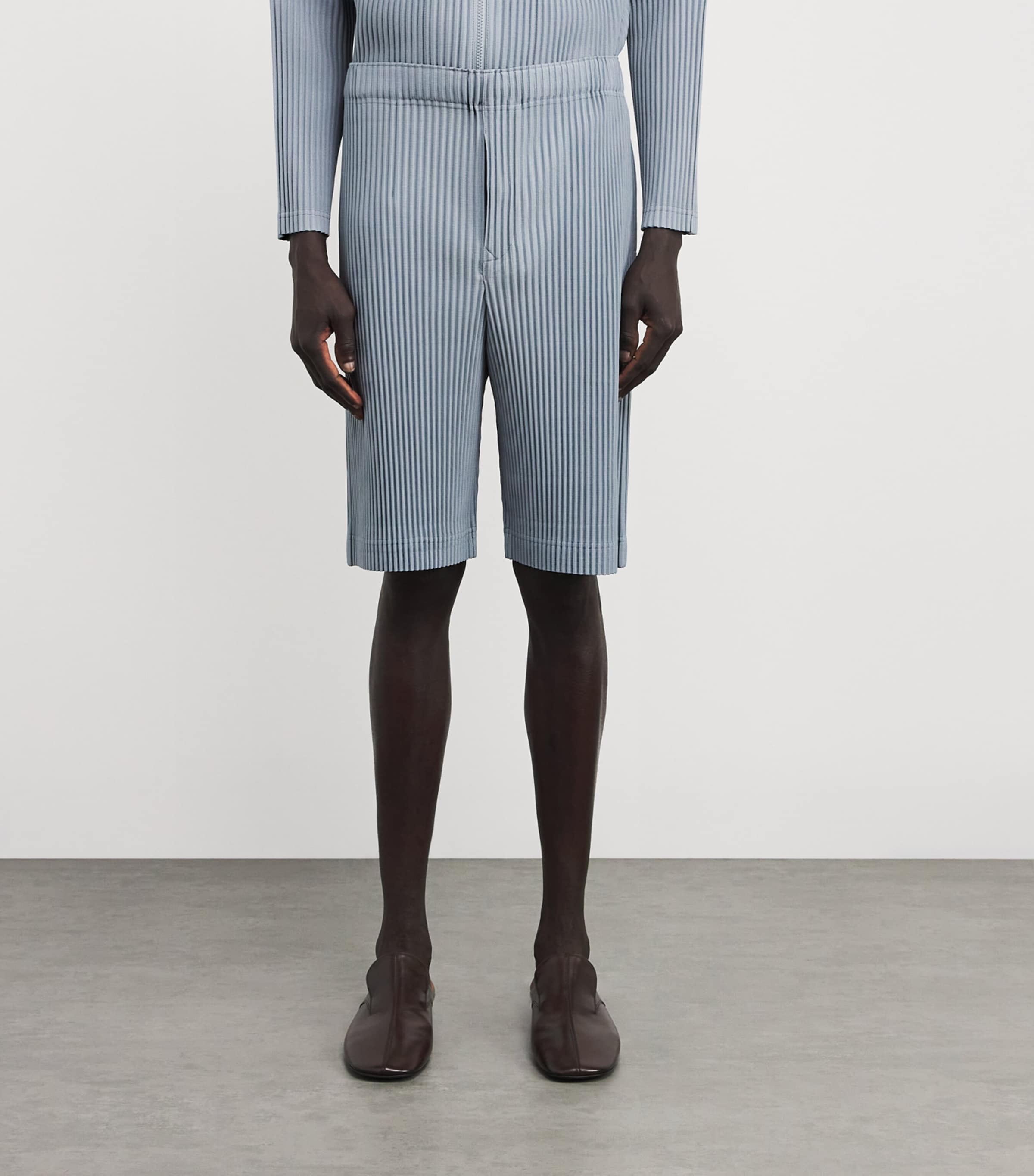 Homme Plissé Issey Miyake Mens Pleated Shorts Gray Blue Image 2