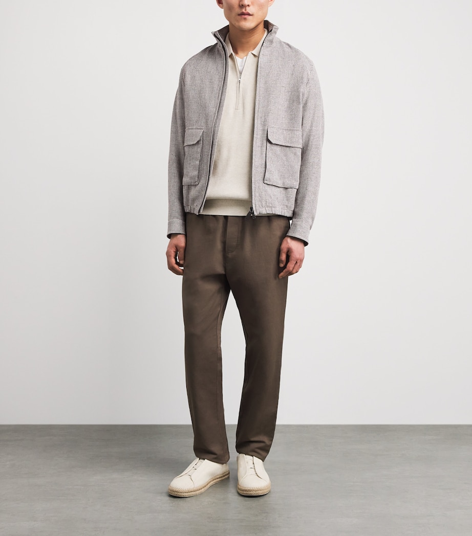 Linen-Blend Houndstooth Bomber Jacket MUD 8600 Image 2