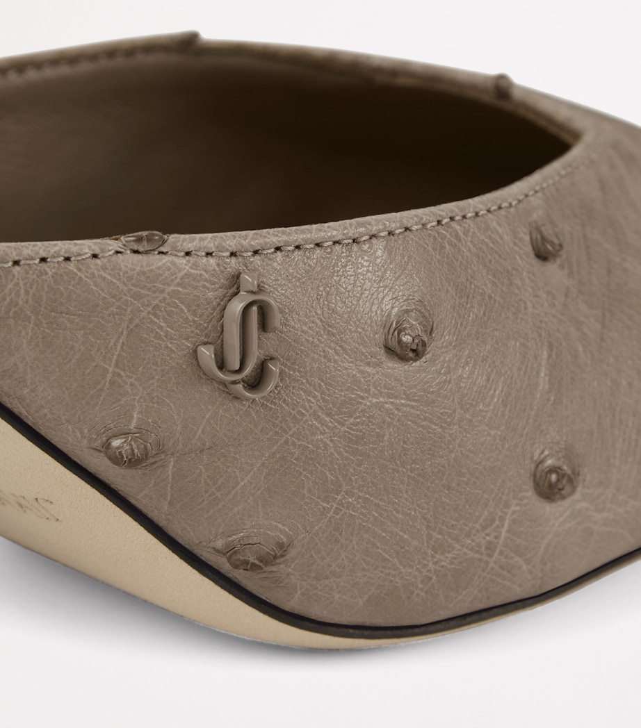 Ostrich Leather Vivi Mules 65 TAUPE Image 3