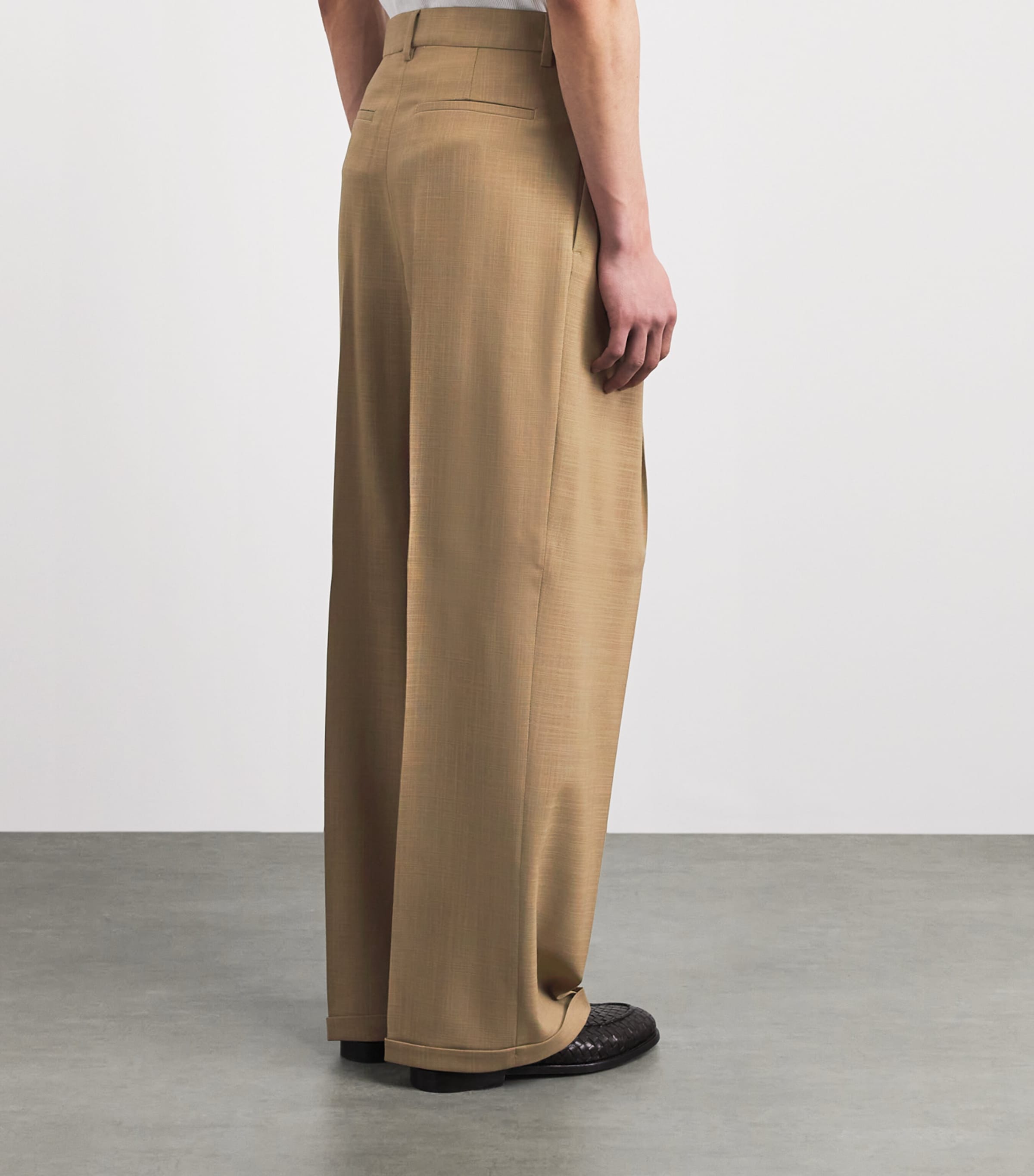 Barena Mens Virgin Wool Pleated Trousers Khaki Image 5