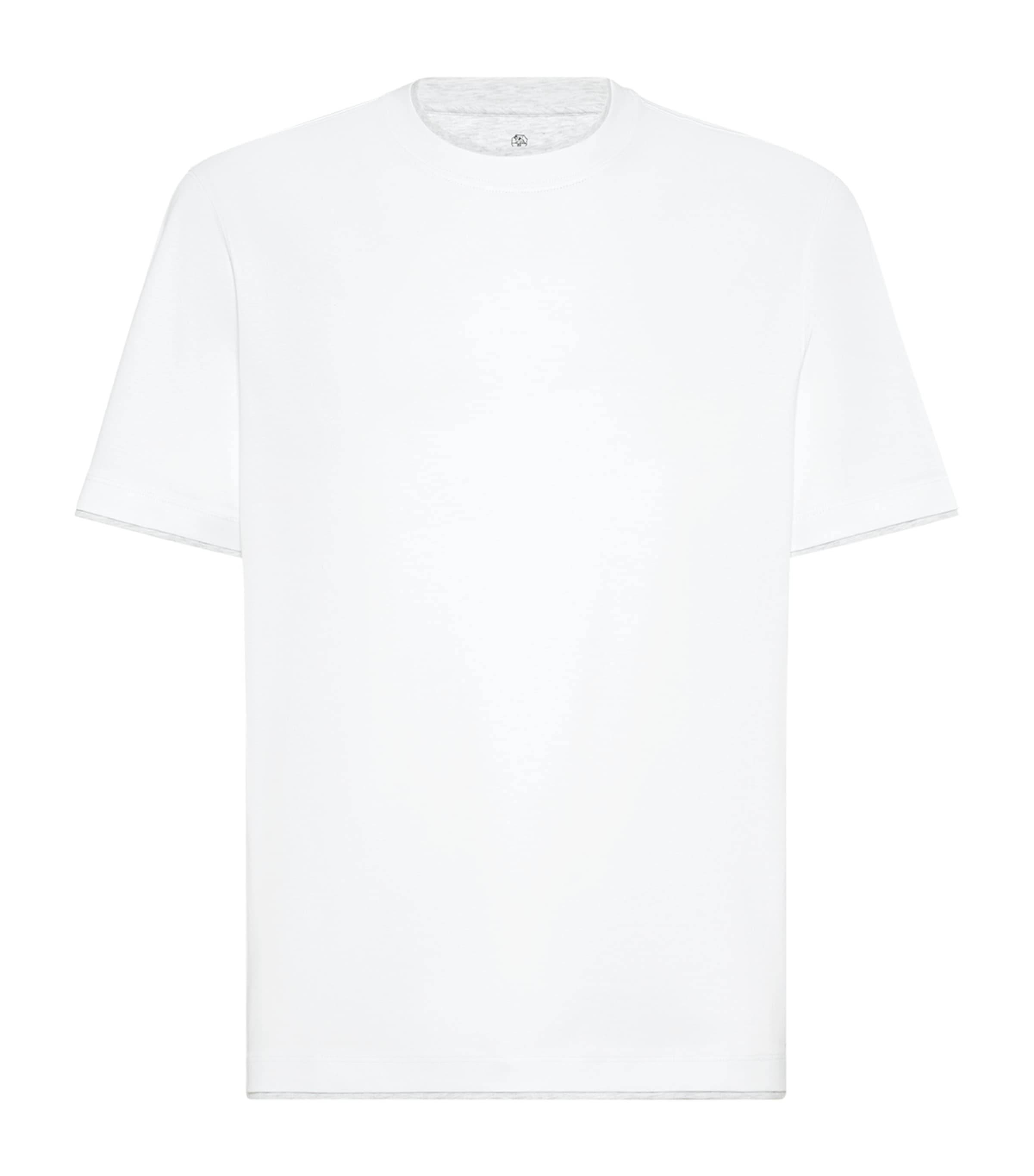 Brunello Cucinelli Cotton Jersey Crew Neck T-shirt With Faux-layering Clothing In White