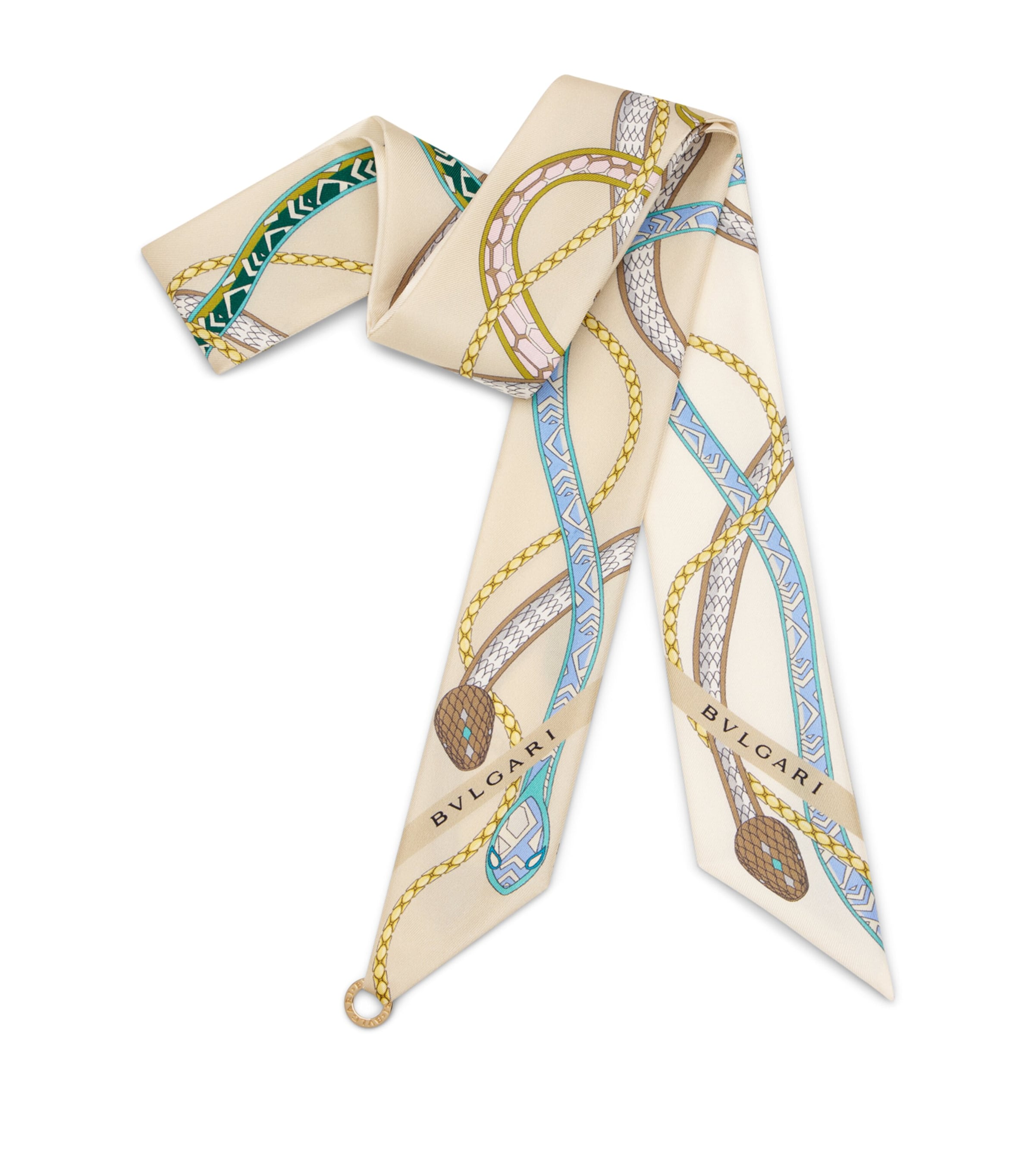 BVLGARI 大判スカーフ Bvlgari Beige Silk Serpenti 75 Skinny Scarf | Harrods UK