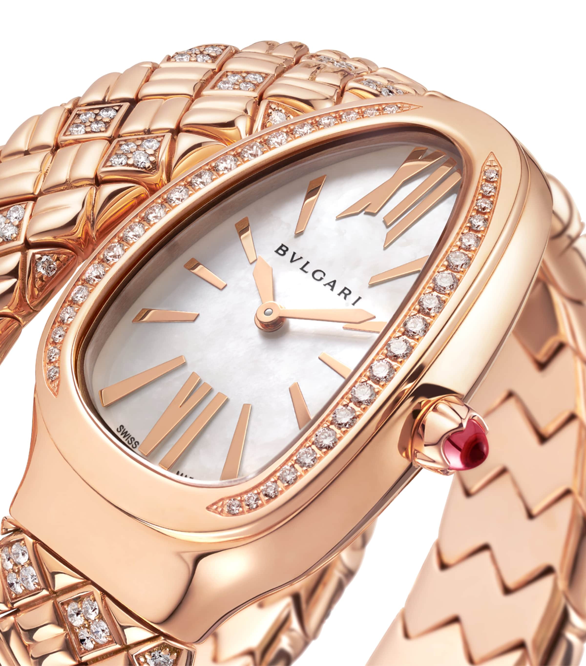 Bvlgari Rose Gold and Diamond Serpenti Spiga Watch 35mm Mother Of Pearl Image 2