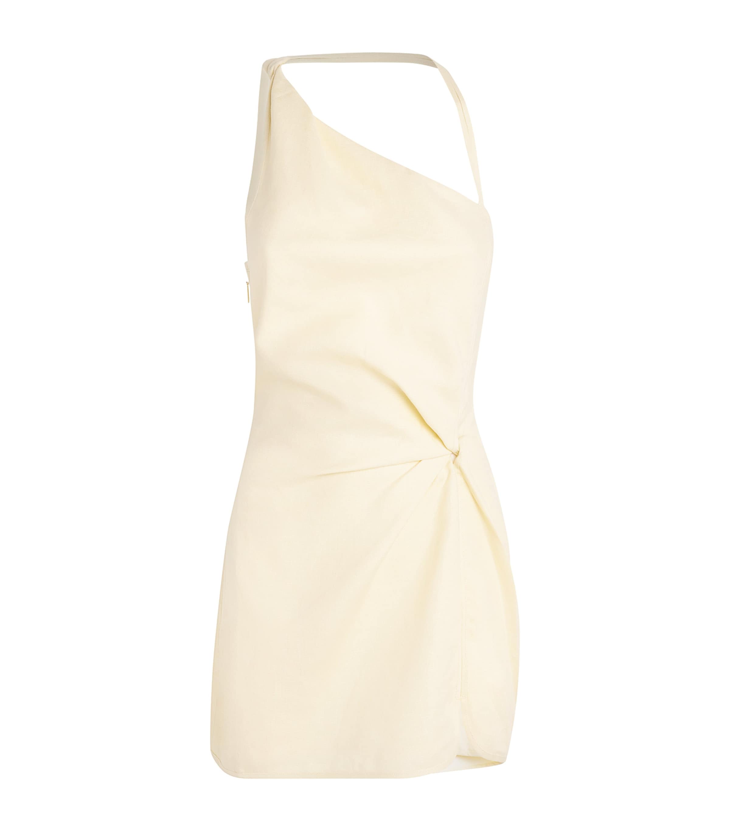 SIR. Womens Linen Asymmetric Aria Mini Dress Butter Image 1