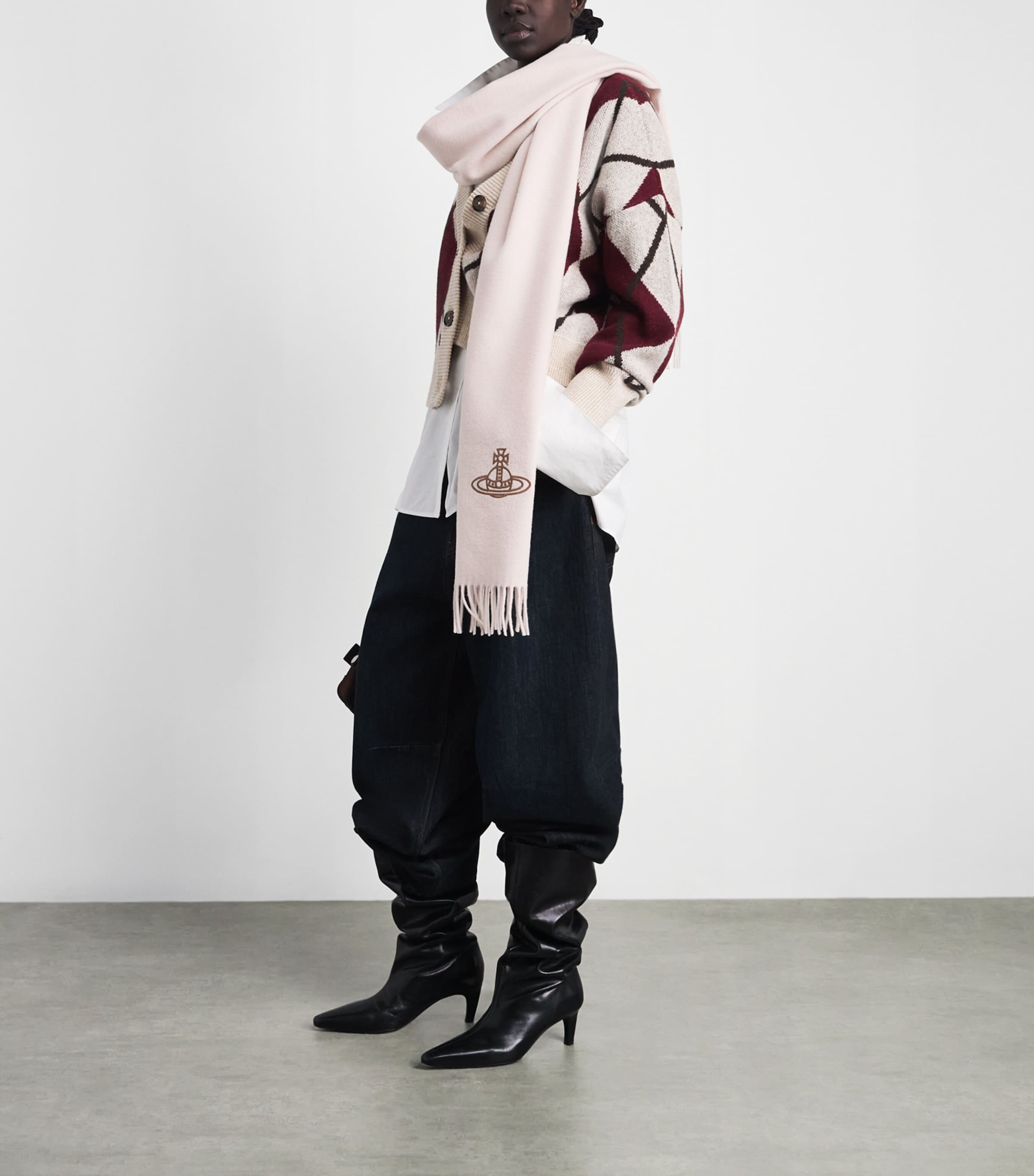 Vivienne Westwood Ivory Wool Orb Scarf | Harrods UK