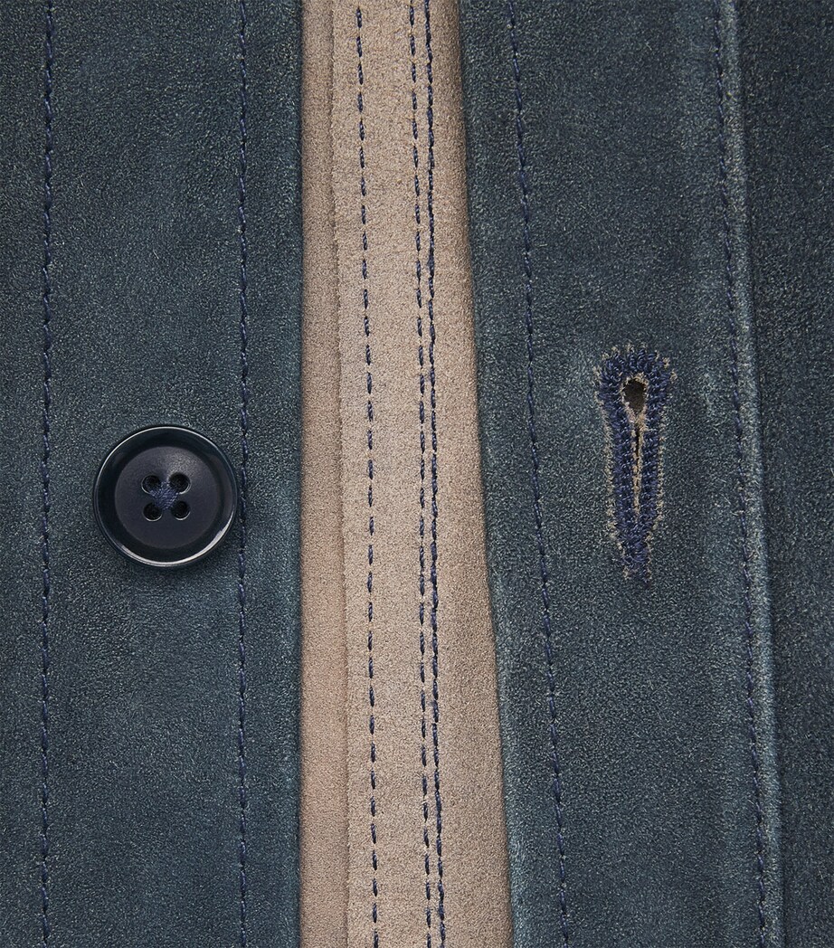PAIGE Mens Suede Peyman Overshirt Dark Navy Image 6