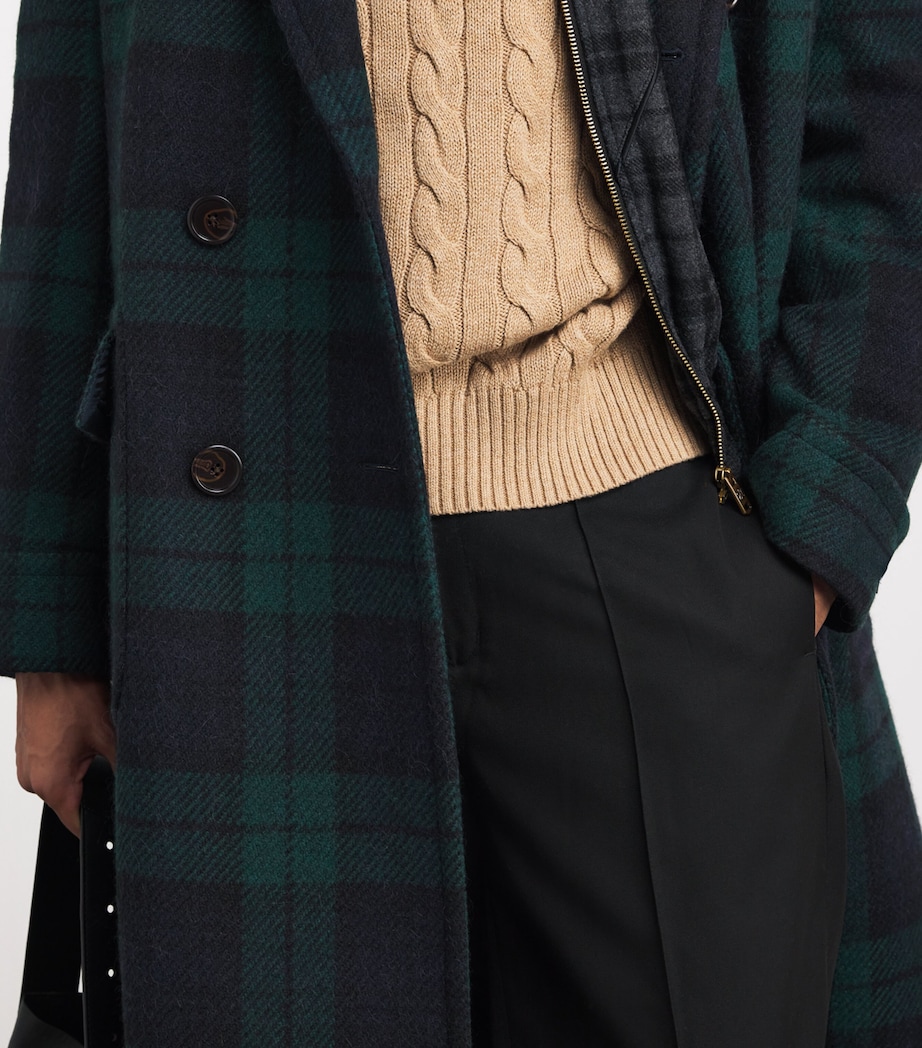 Wool Tweed Double-Breasted Overcoat BLACK Image 7