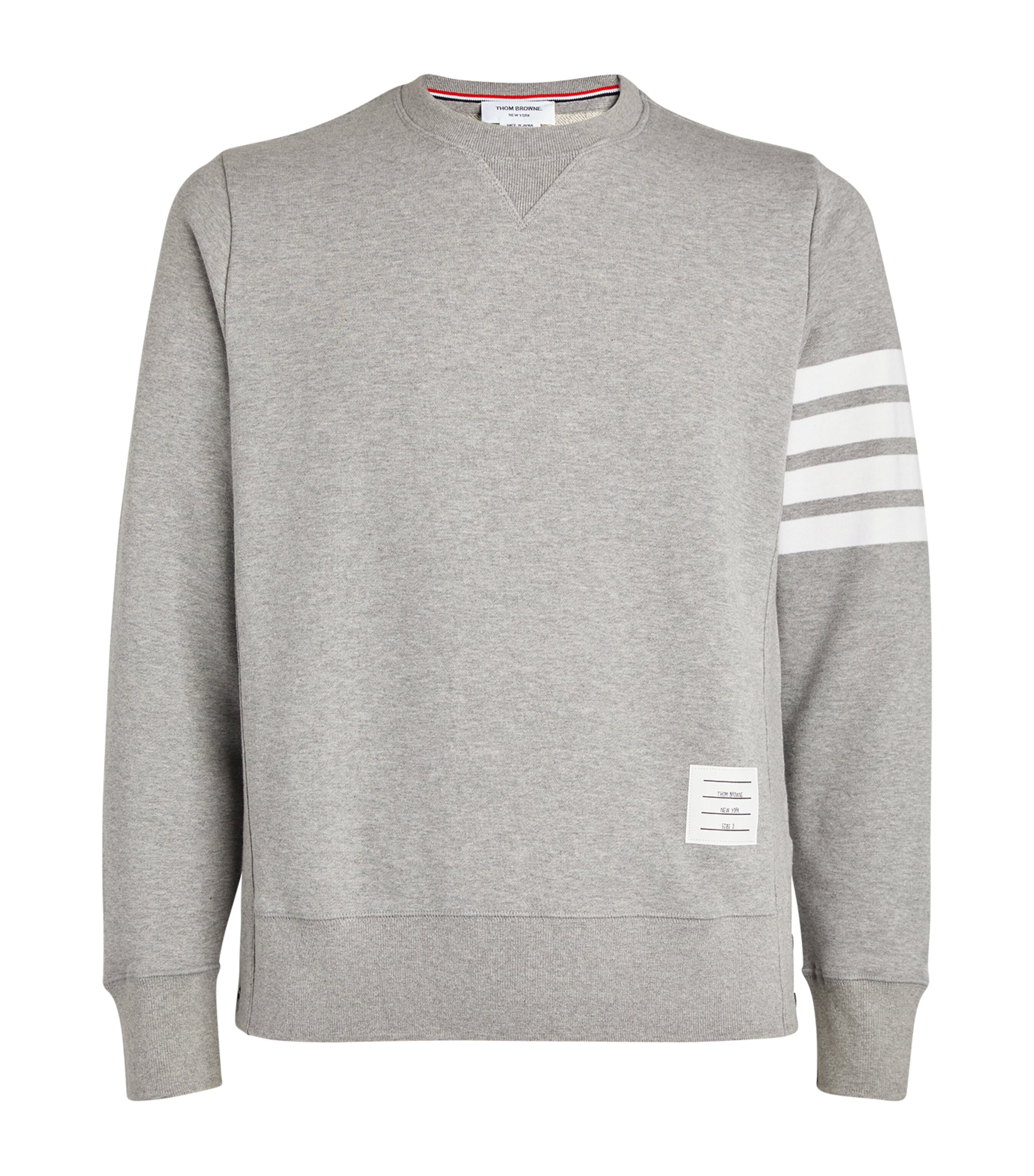 Thom Browne Loopback Jersey Knit 4-bar Crewneck Sweatshirt In Grey