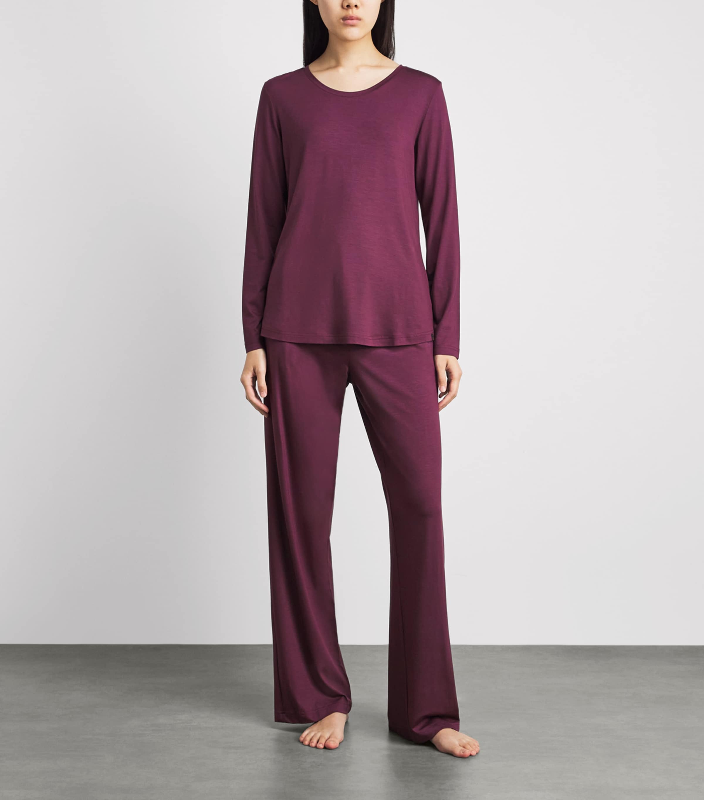 Derek Rose Womens Micro-Modal Drawstring Trousers Purple Image 2