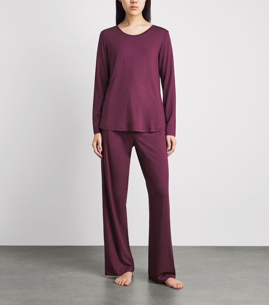 Derek Rose Womens Micro-Modal Drawstring Trousers Purple Image 2