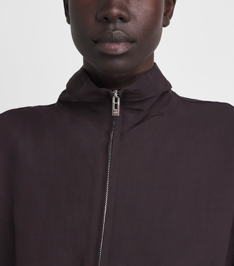 Alaïa Womens Paper-Blend Ruffled Jumpsuit Aubergine Image 5