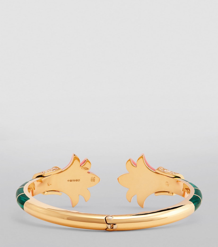 L'ATELIER NAWBAR Yellow Gold, Diamond, Coral and Malachite Psychedeliah Bangle Pink Image 2