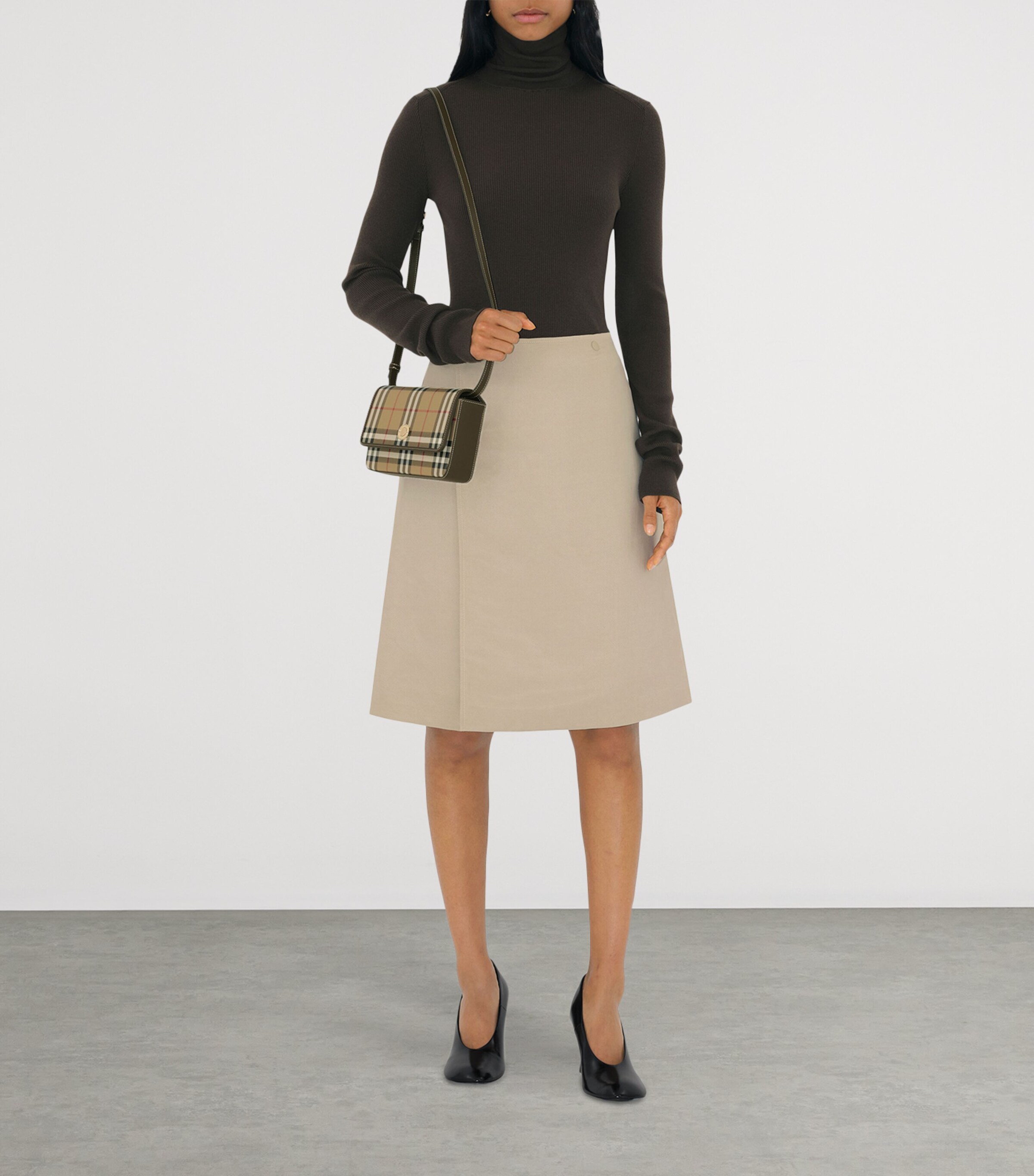 Burberry Check Hampshire Cross-Body Bag Archive Beige/ Milit Image 3