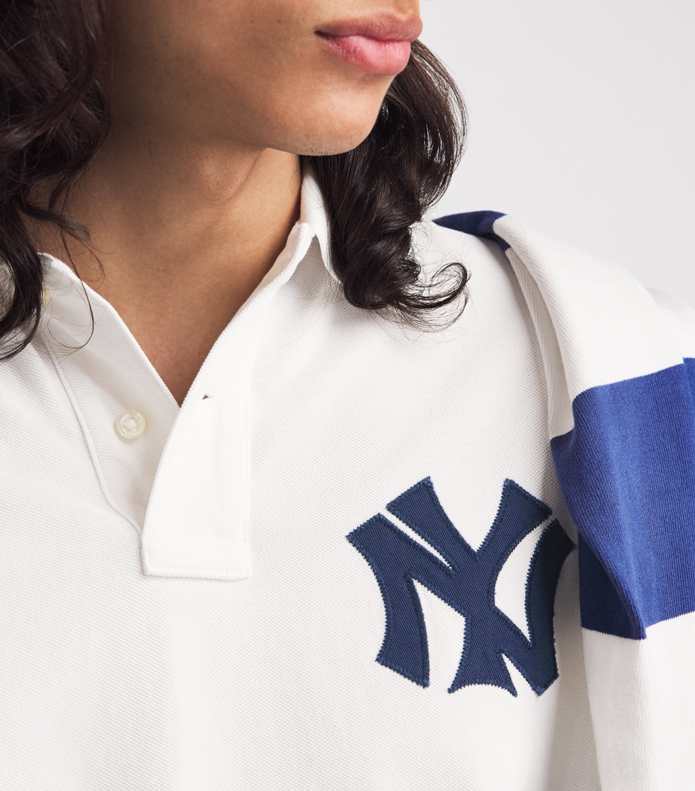 Polo Ralph Lauren Mens x Yankees Cotton Polo Shirt Deckwash White Image 3
