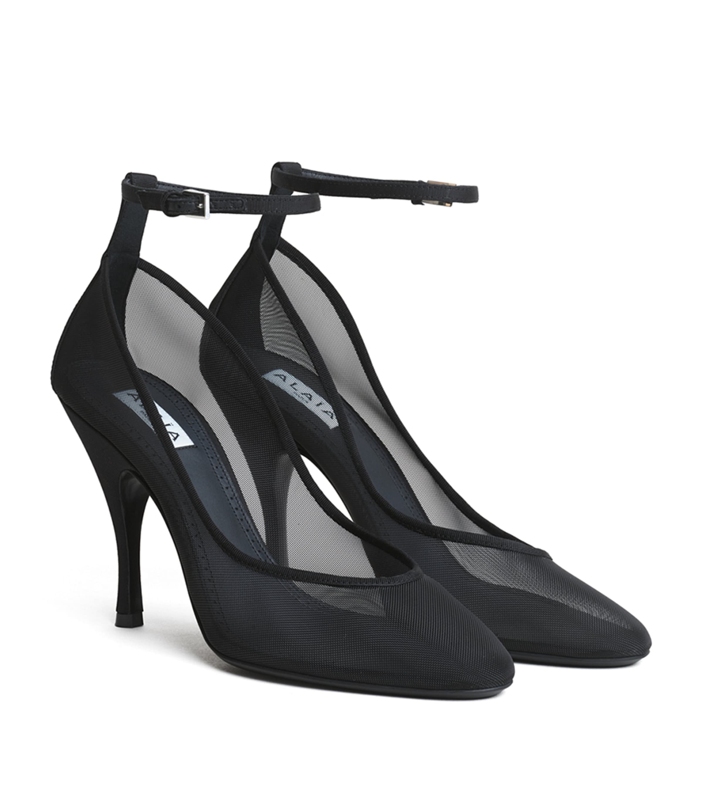Alaïa Mesh Ankle-Strap Pumps 100 Black Image 2