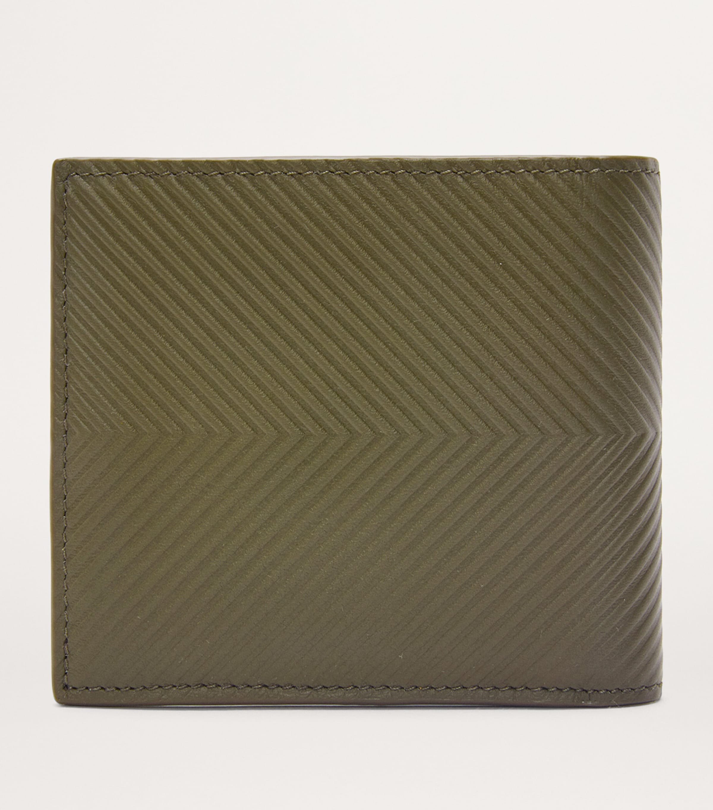Textured Leather Bifold Wallet DARK KHAKI GREEN Image 4