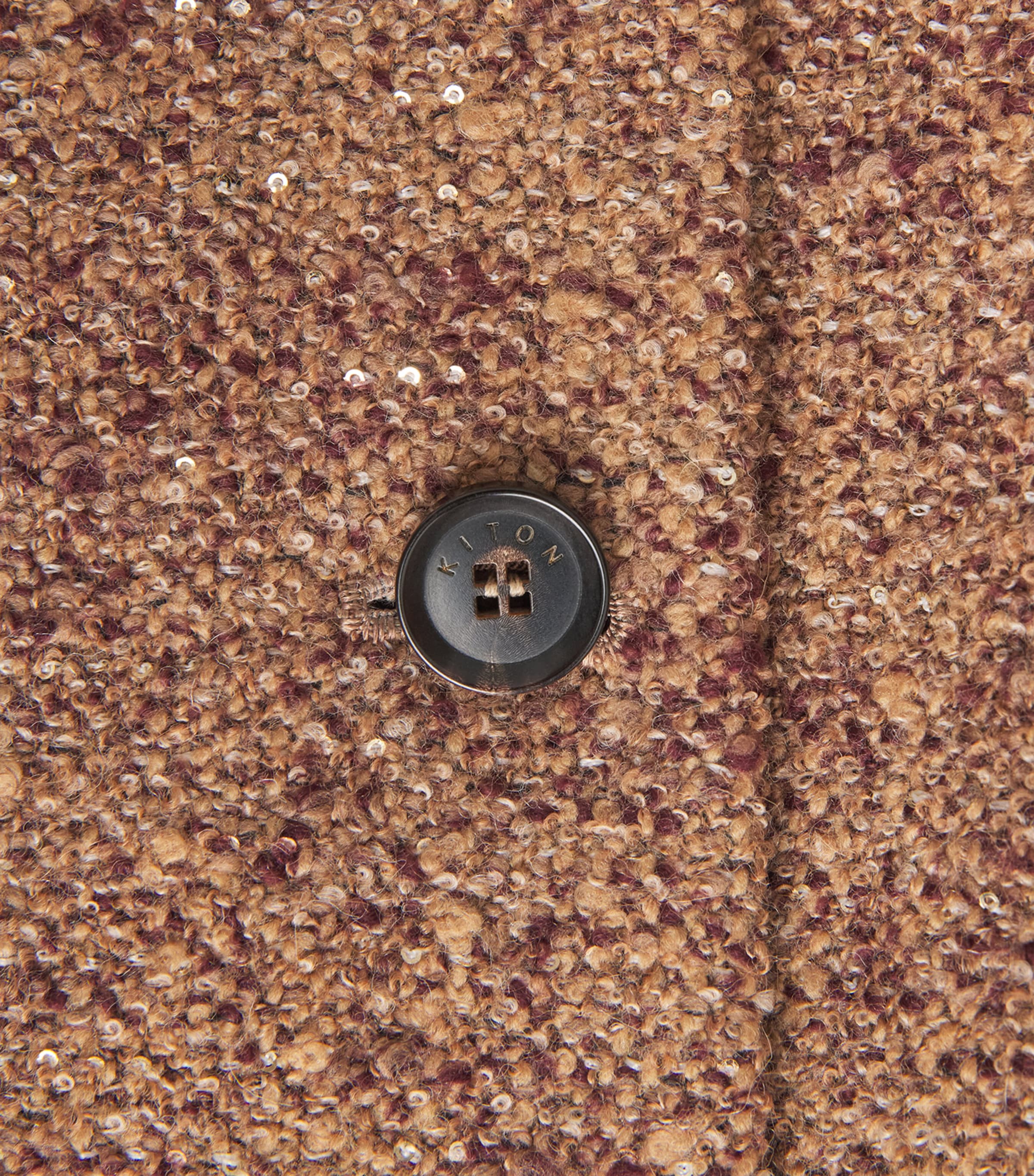 Kiton Womens Wool-Alpaca Single-Breasted Coat Beige / Burgundy Image 6
