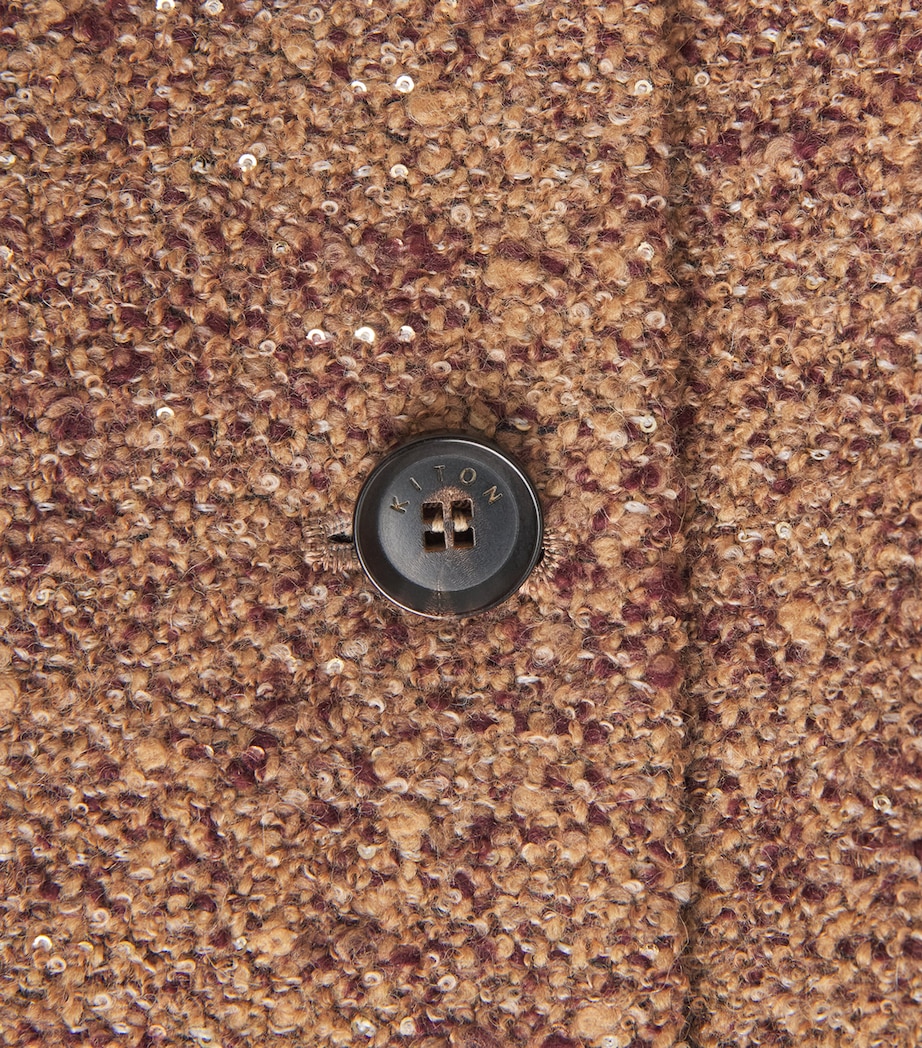 Kiton Womens Wool-Alpaca Single-Breasted Coat Beige / Burgundy Image 6
