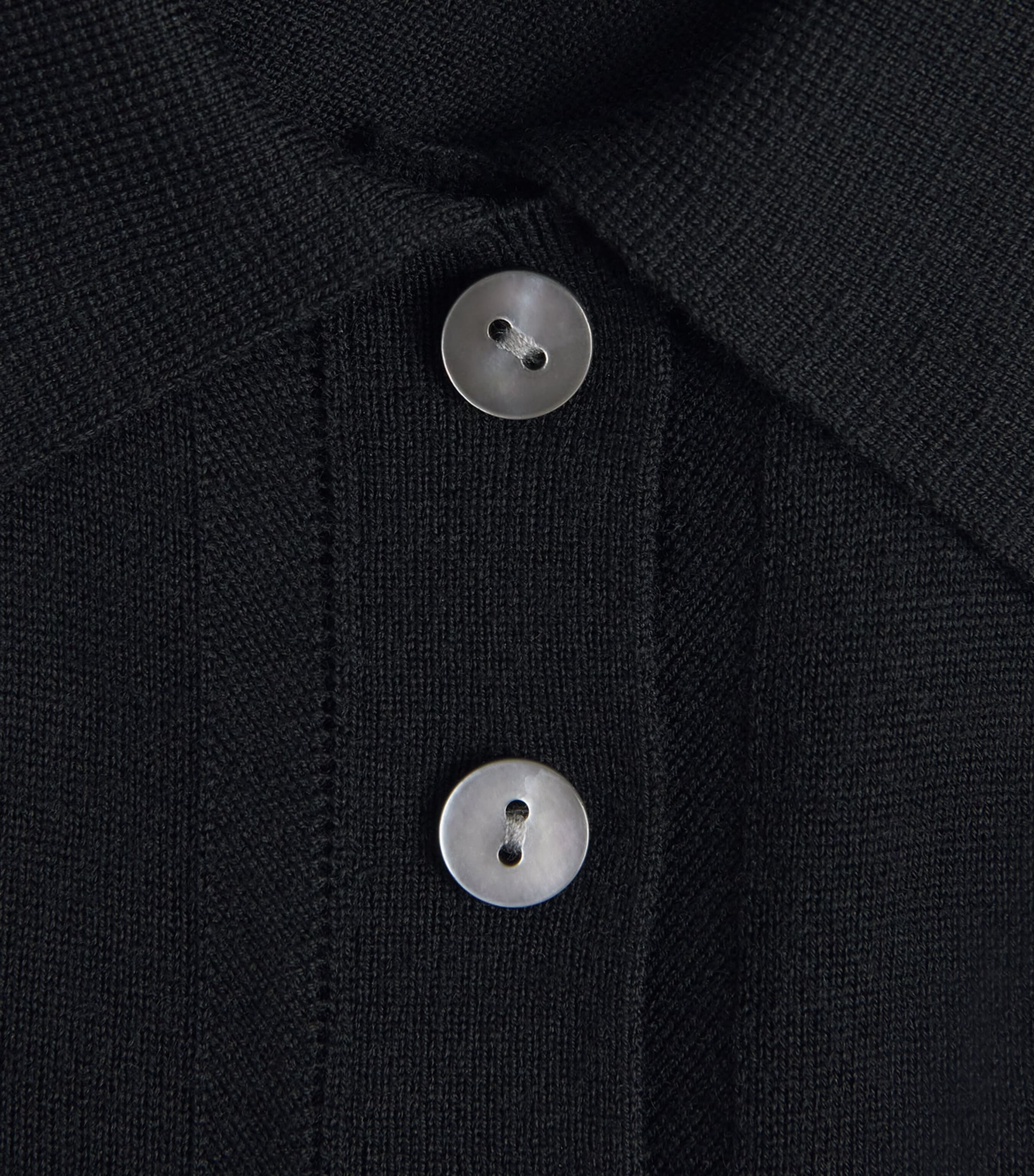 Theory Womens Merino Wool Pointelle Polo Shirt Black Image 6