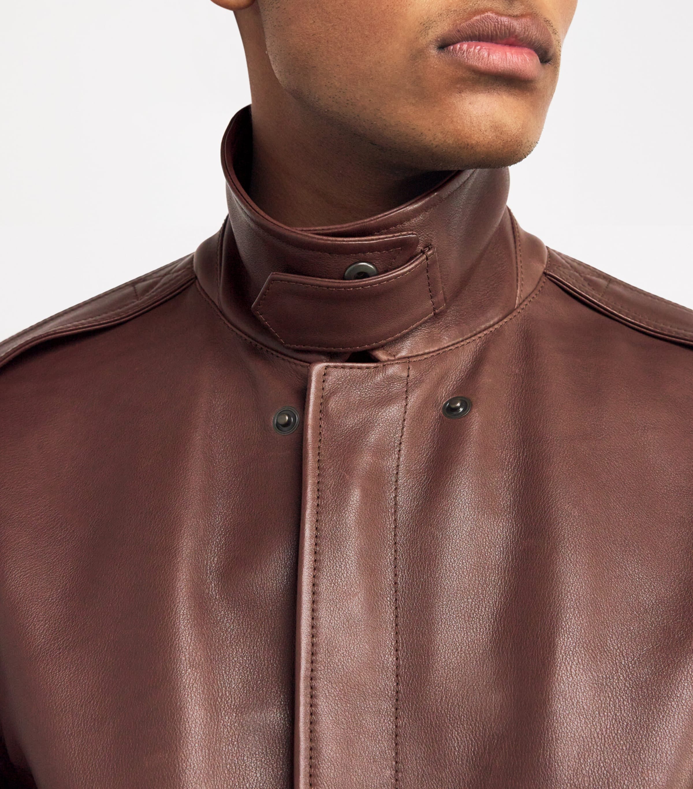 Ralph Lauren Purple Label Brown Leather Bomber Jacket | Harrods QA