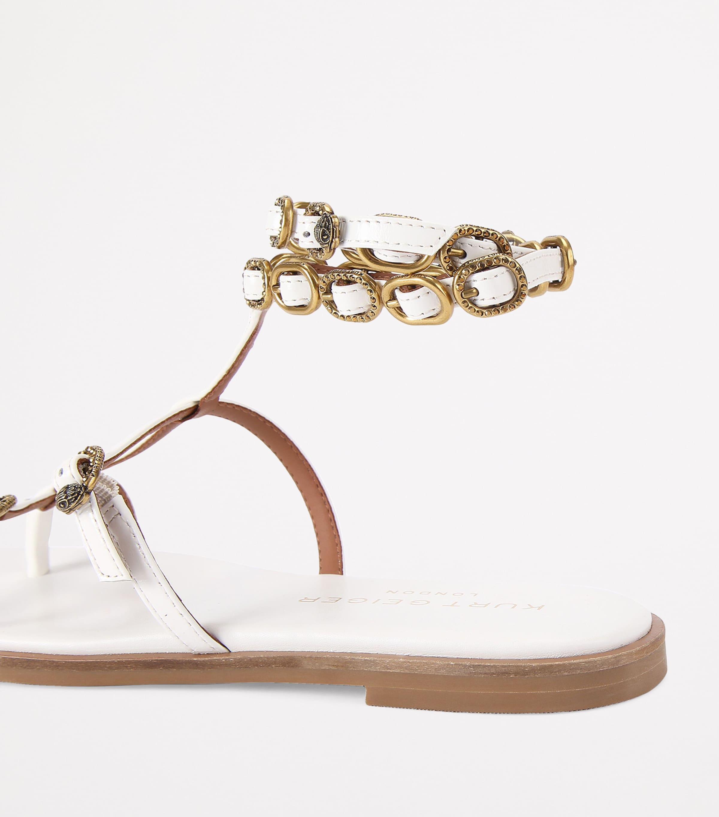 Kurt Geiger London Patent Leather Regent Gladiator Sandals White Image 2