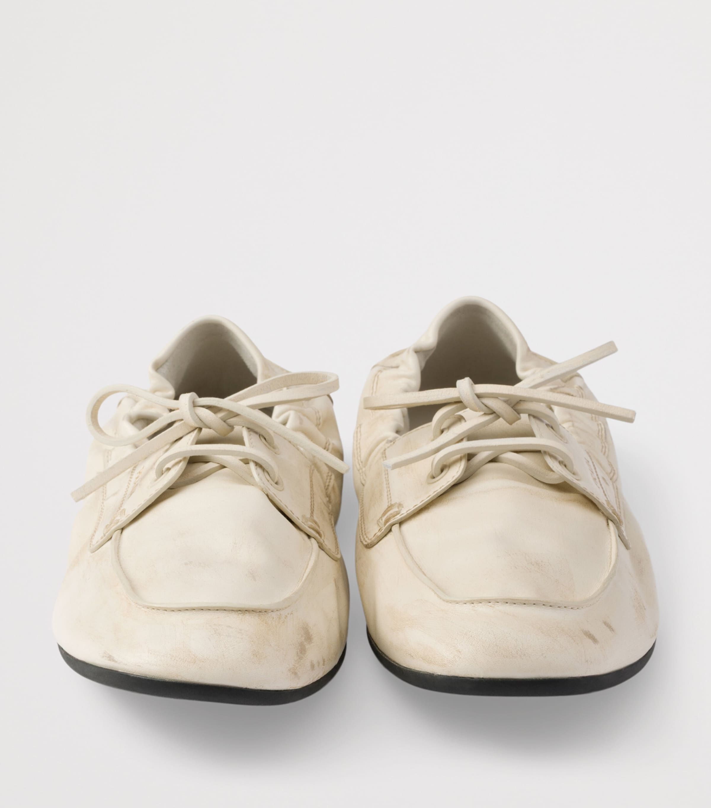 Prada Antiqued Leather Shuffle Loafers Neutral Image 5