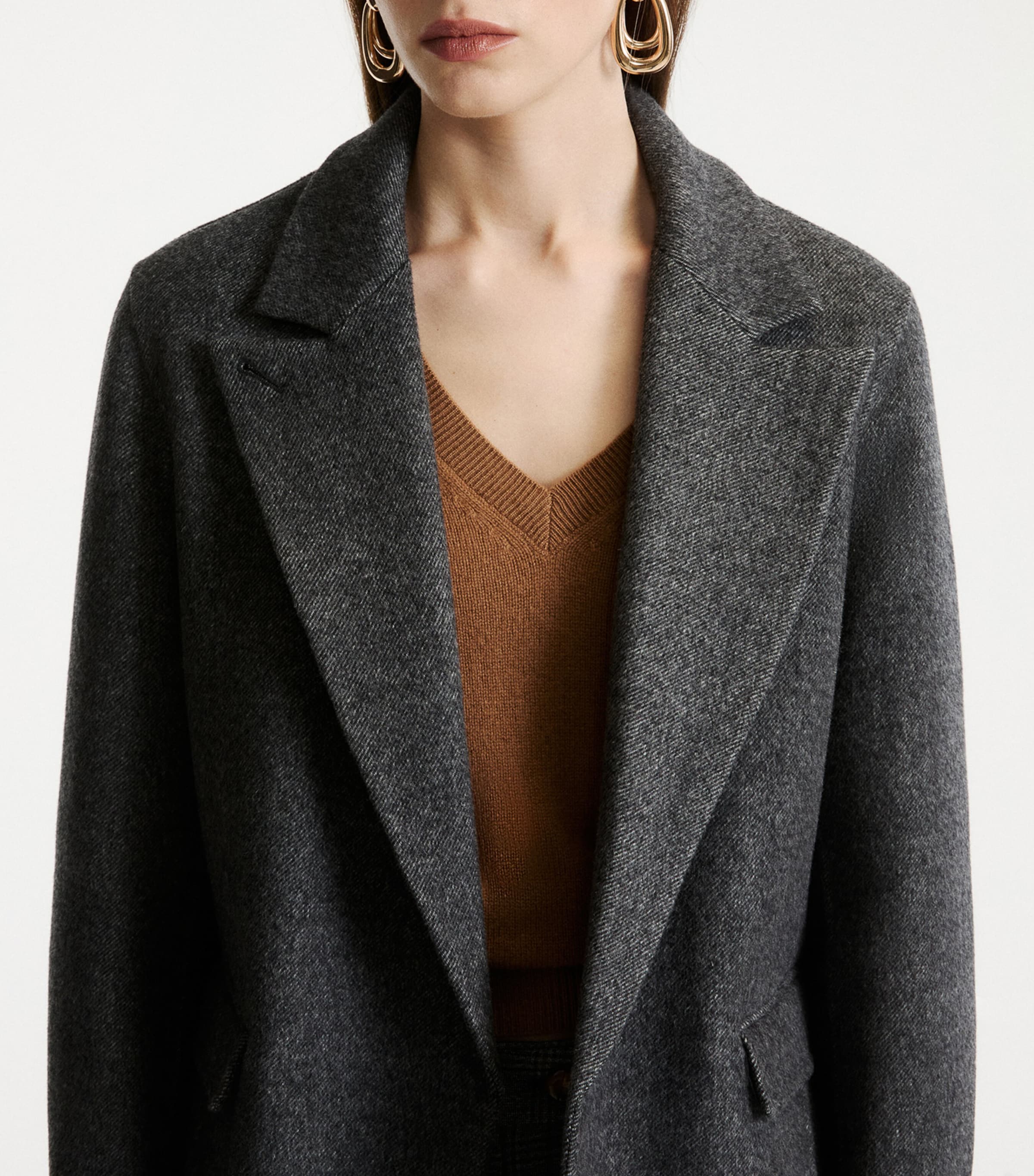 Marella Womens Wool Single-Breasted Blazer Melange Dark Grey Image 6