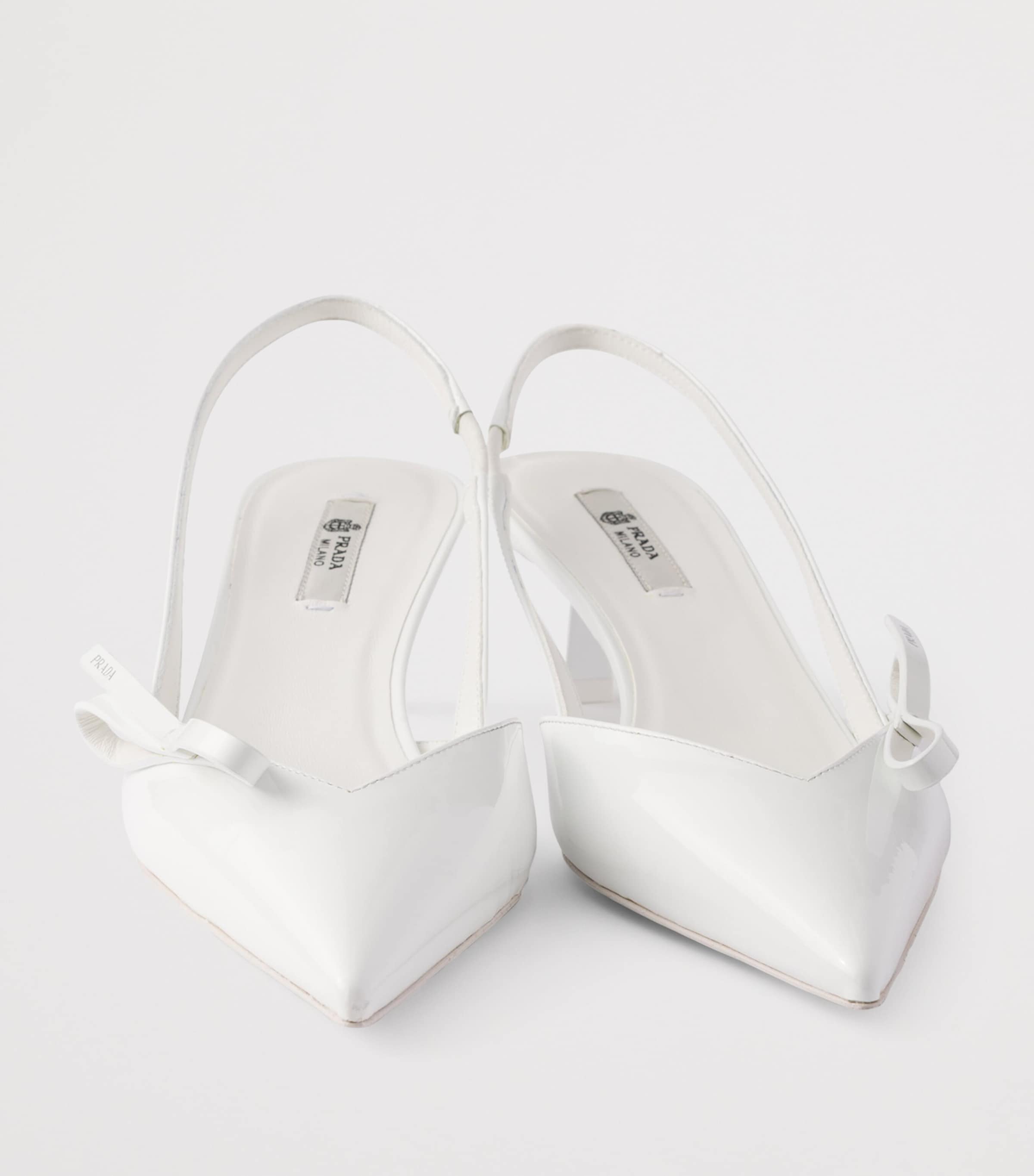 Prada Patent Leather Slingback Kitten Heels 45 White Image 5