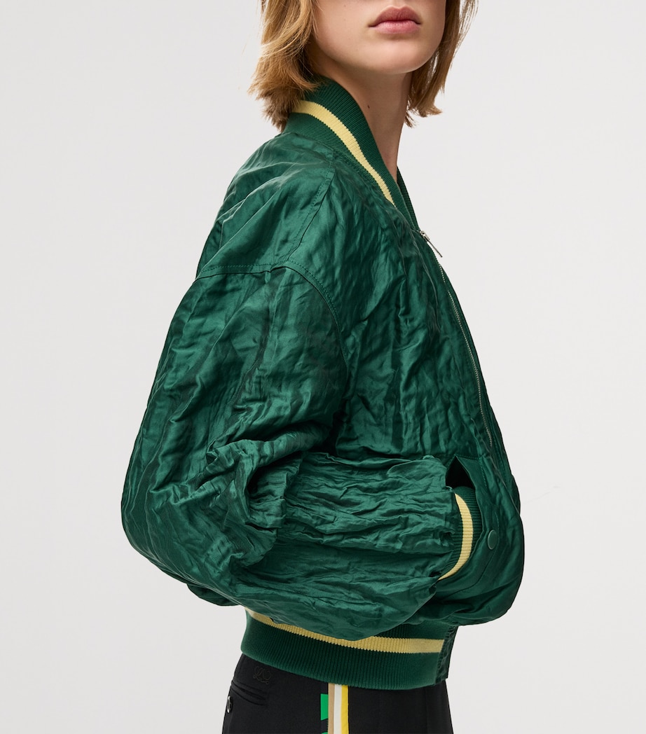 Varsity Bomber Jacket DARK GREEN Image 5
